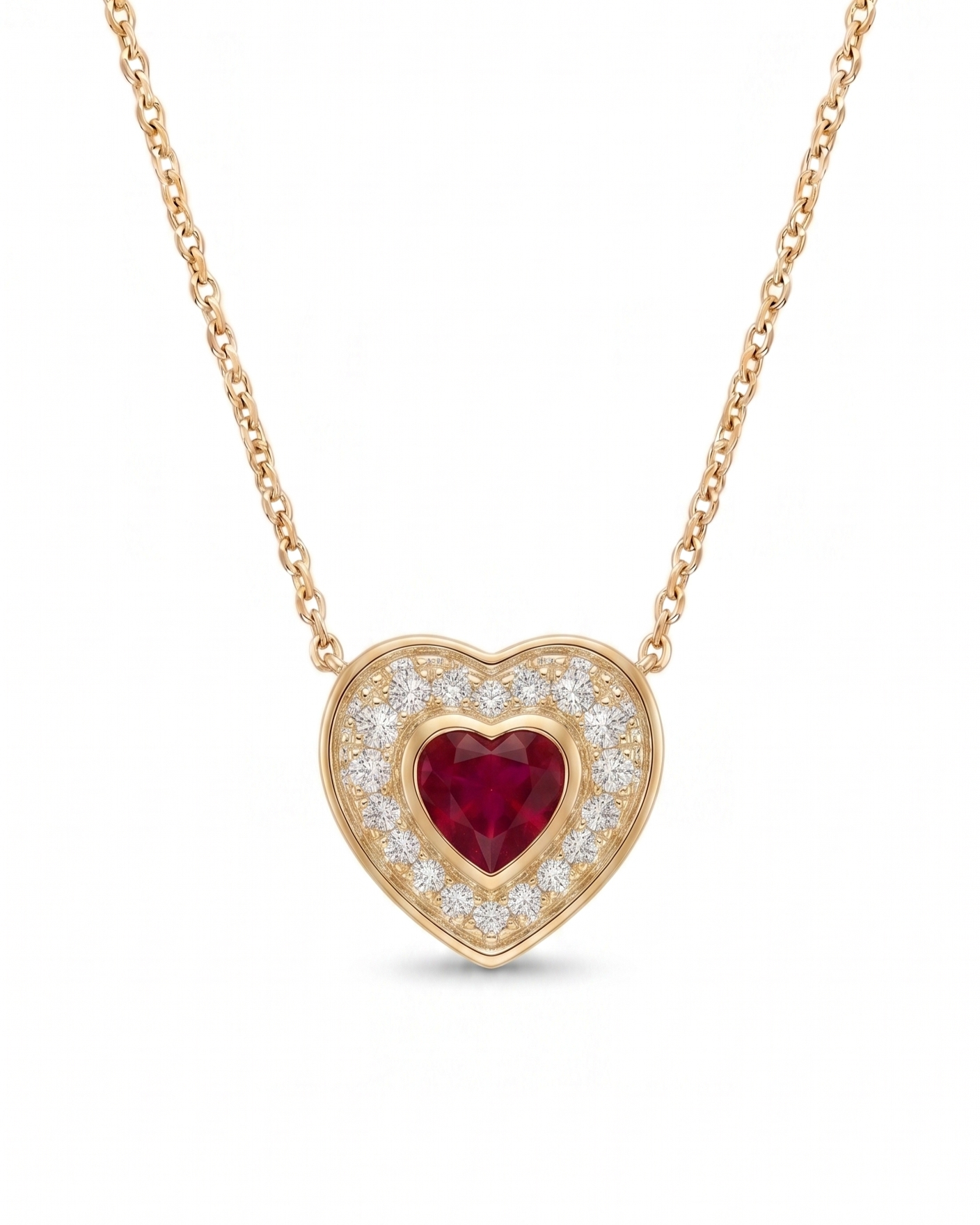 Dije rubí heart con halo