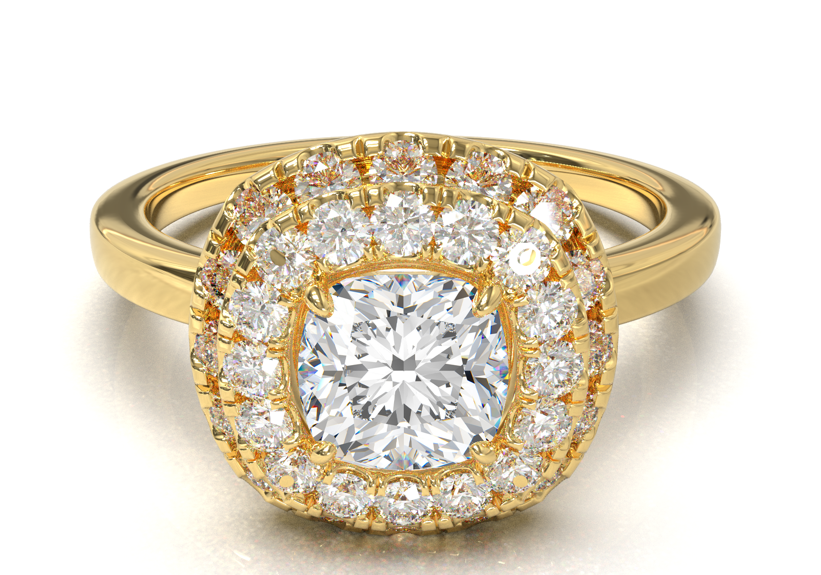 Yellow Gold Double Halo Frame