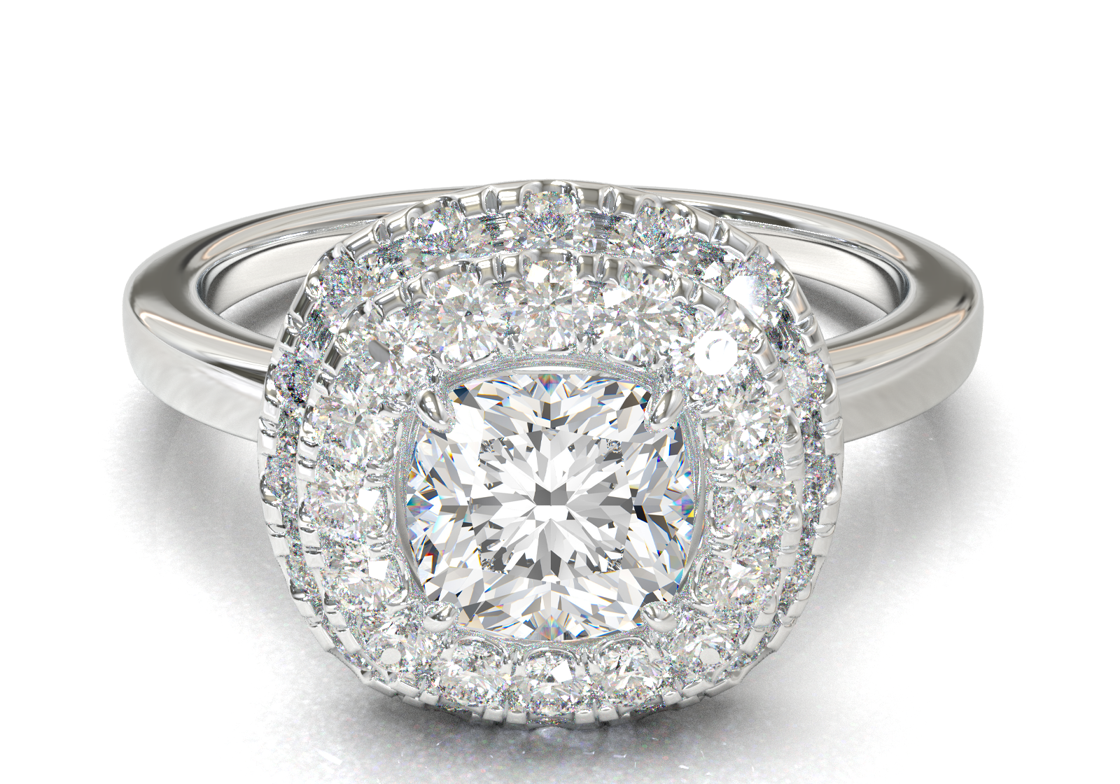 White Gold Double Halo Frame