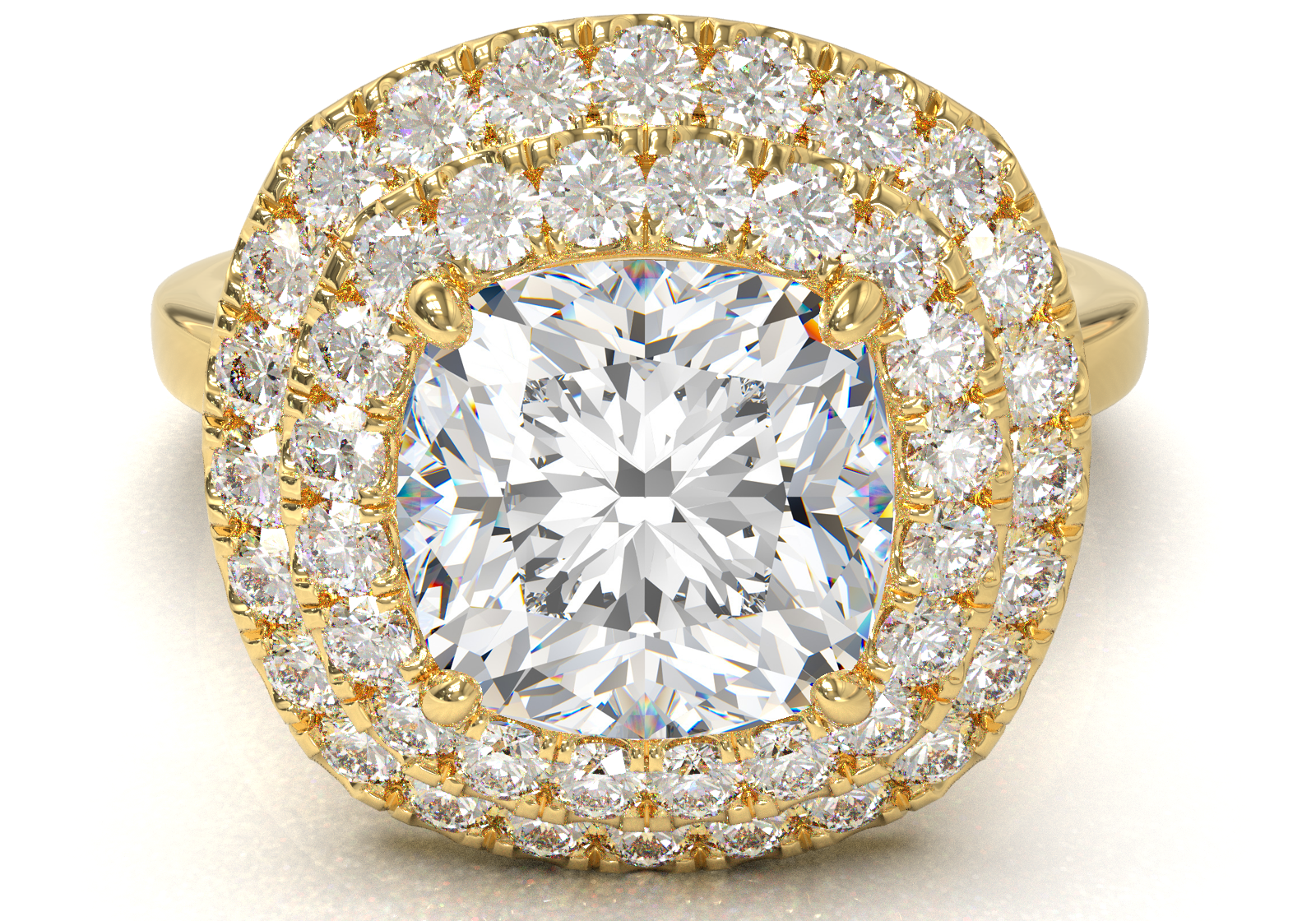 Yellow Gold Double Halo Frame