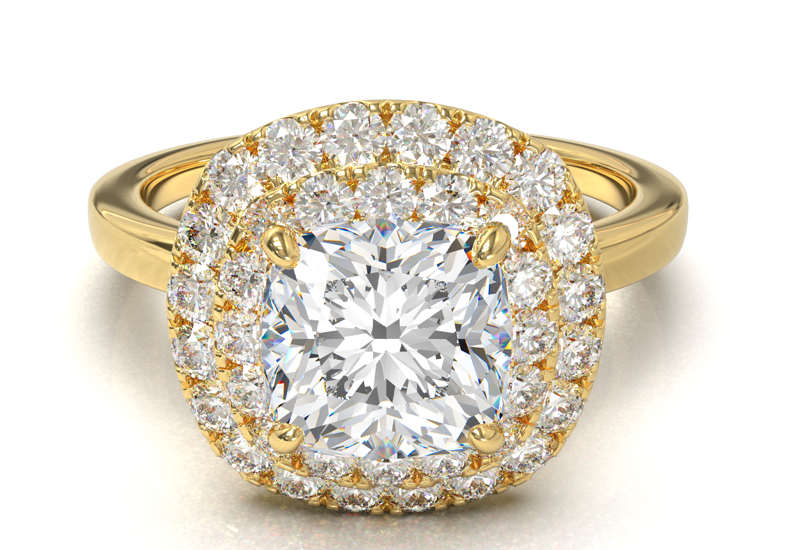 Yellow Gold Double Halo Frame