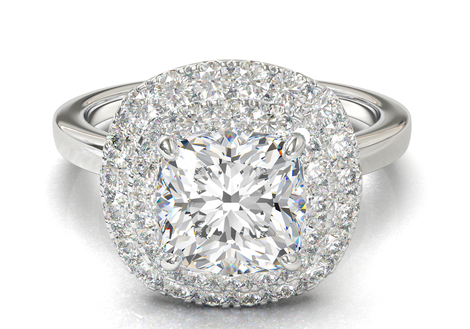 White Gold Double Halo Frame