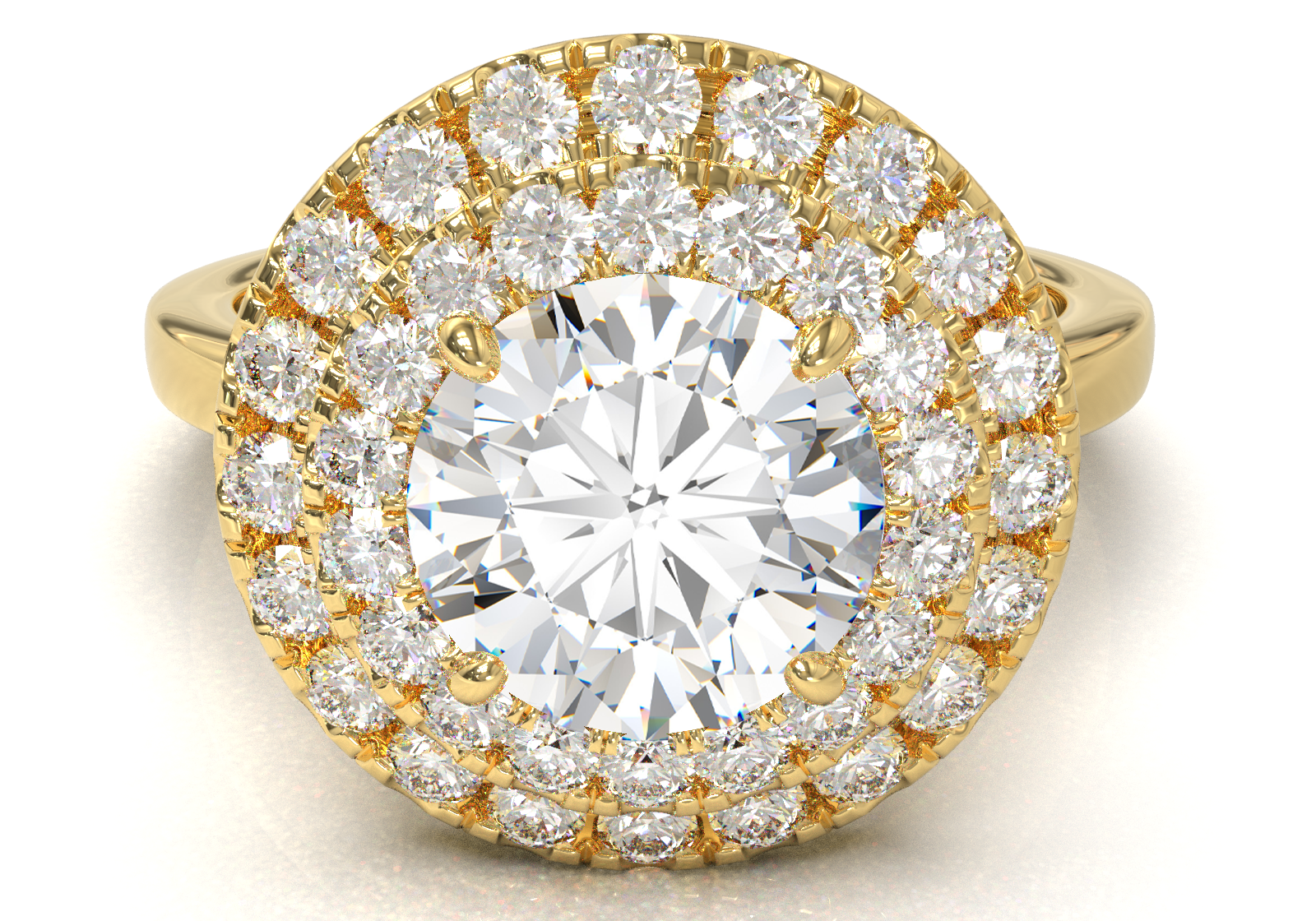 Yellow Gold Double Halo Frame