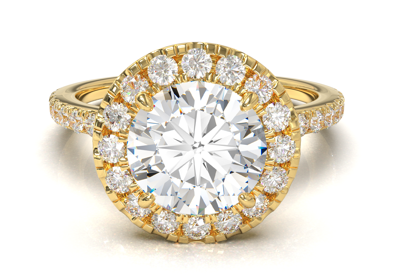 Halo &amp; Pavé Yellow Gold Frame