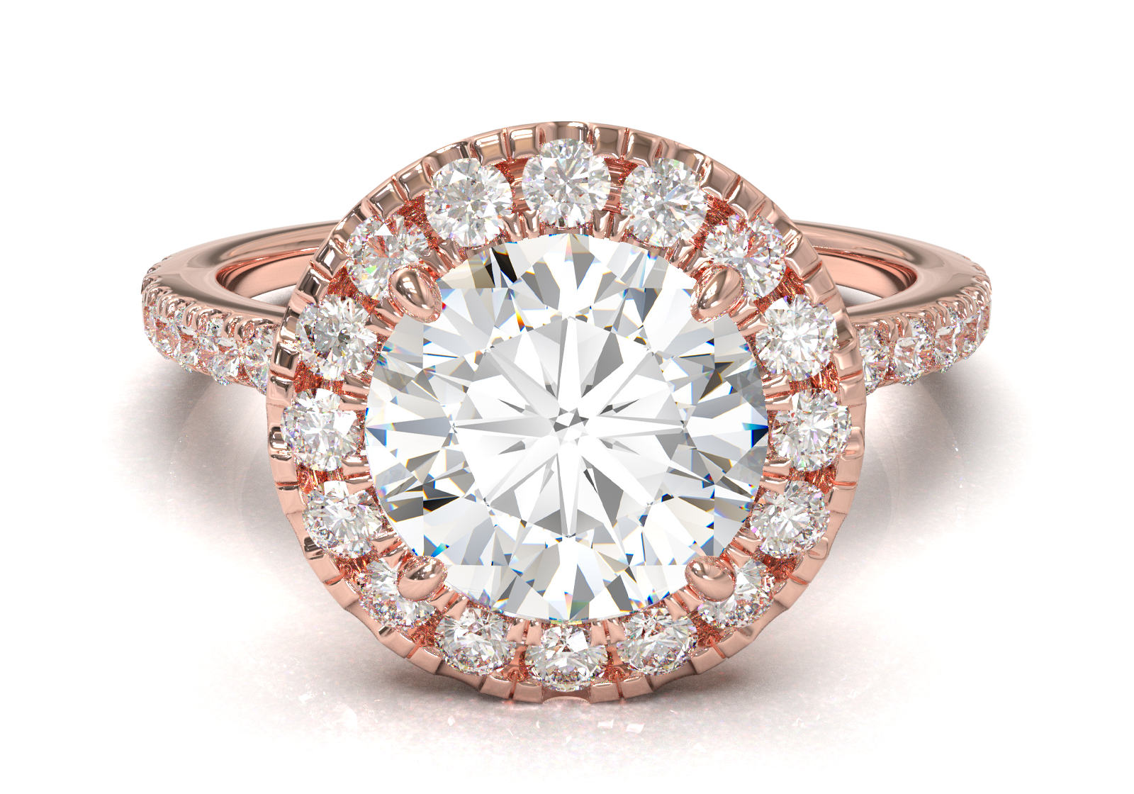 Montura Halo & Pavé Oro Rosa