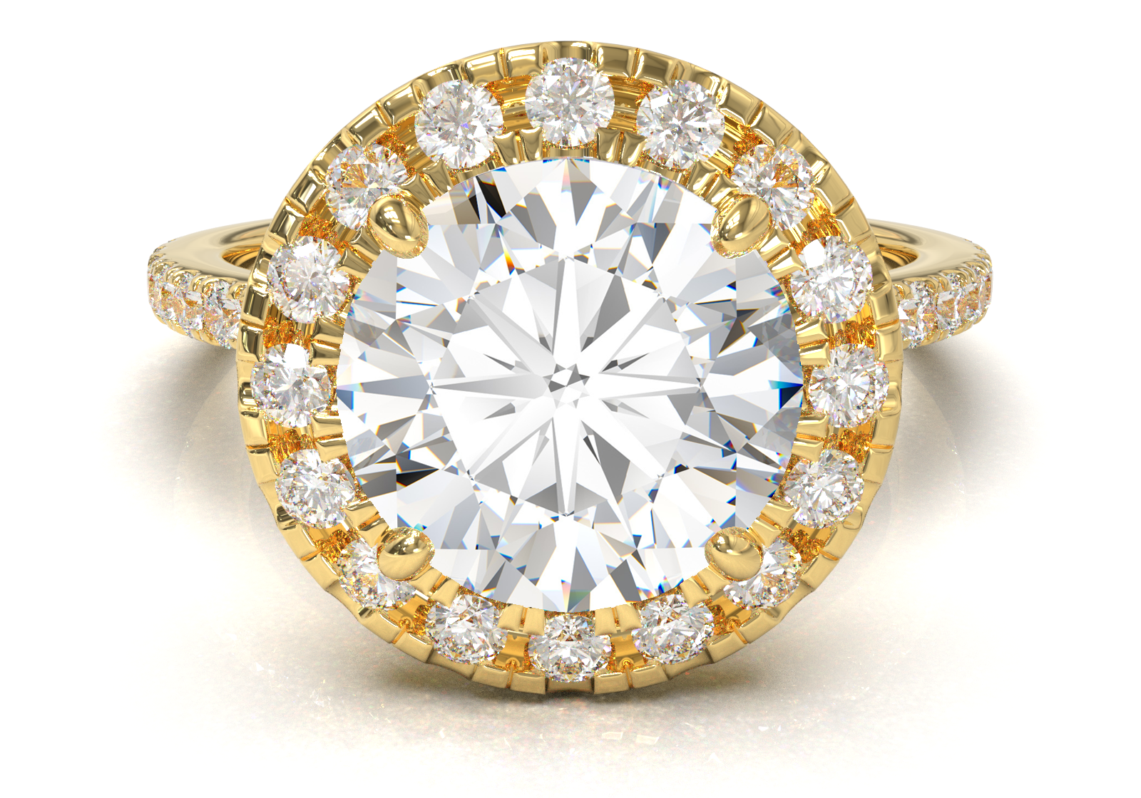 Halo &amp; Pavé Yellow Gold Frame