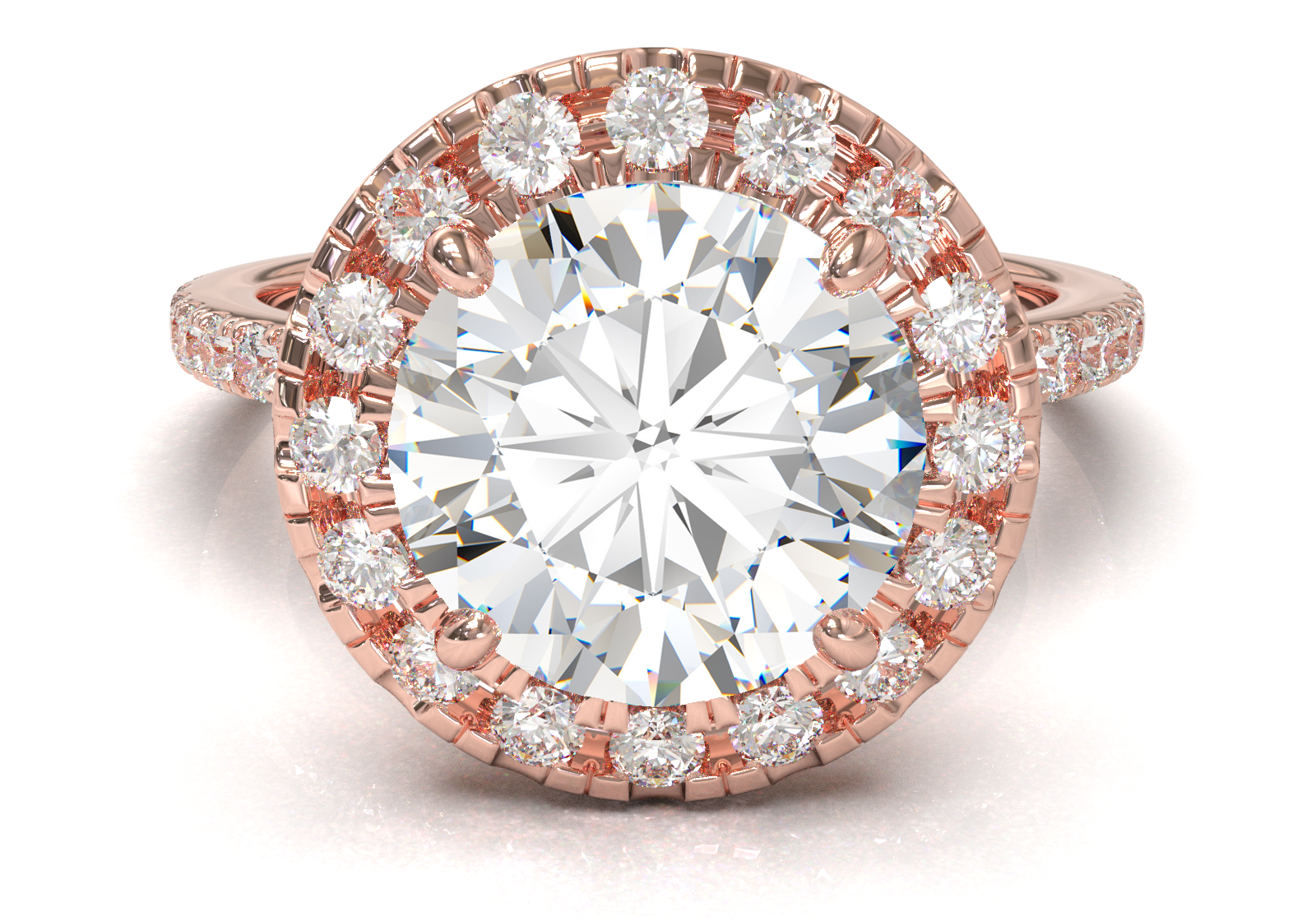 Montura Halo & Pavé Oro Rosa