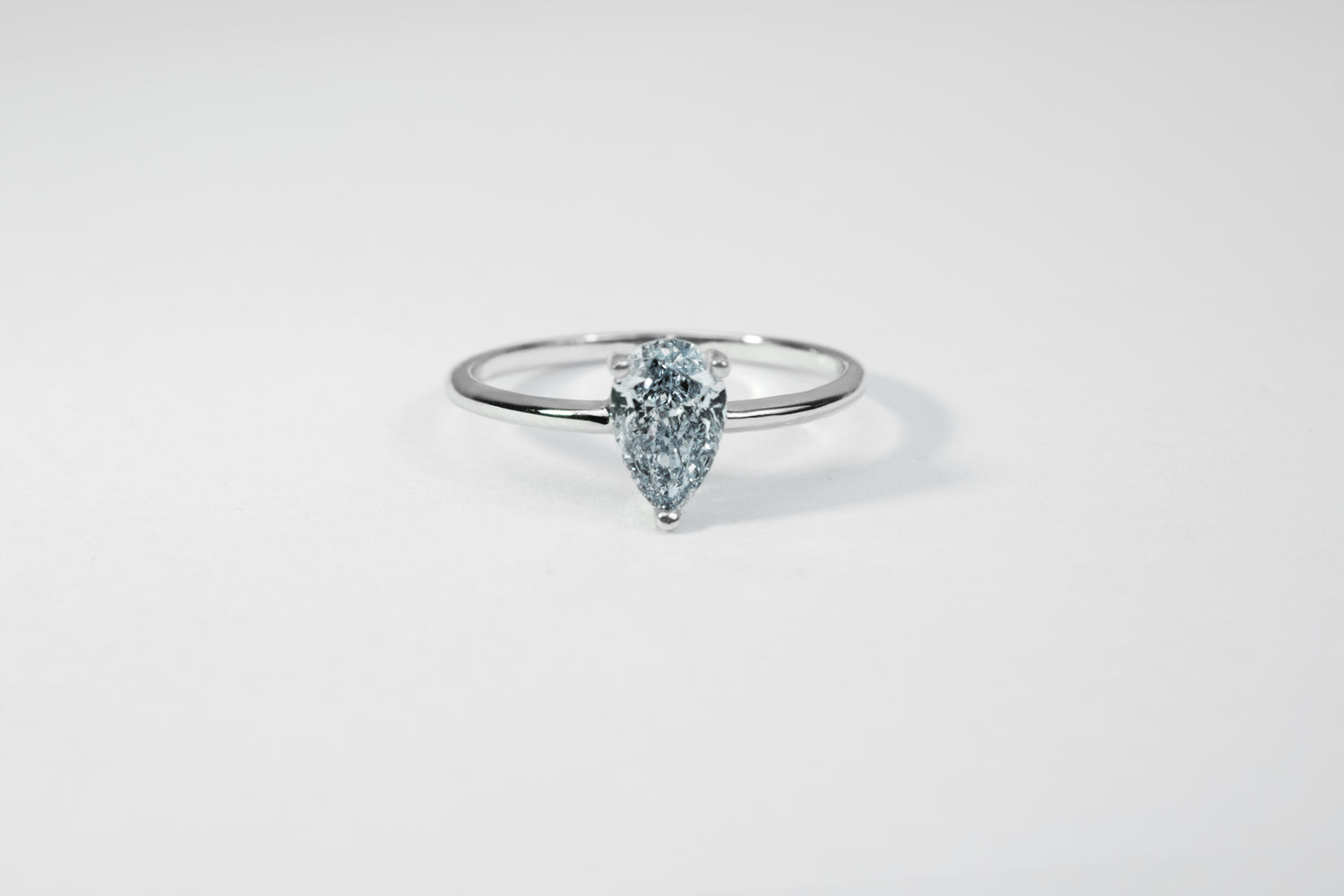 Fancy Blue Pear Solitaire Engagement Ring