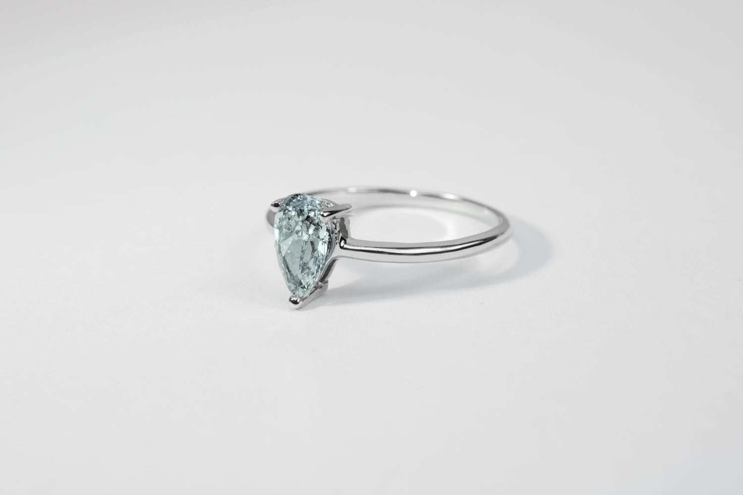 Fancy Blue Pear Solitaire Engagement Ring