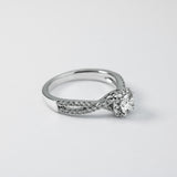 Round Ring with Halo and Braided Pavé