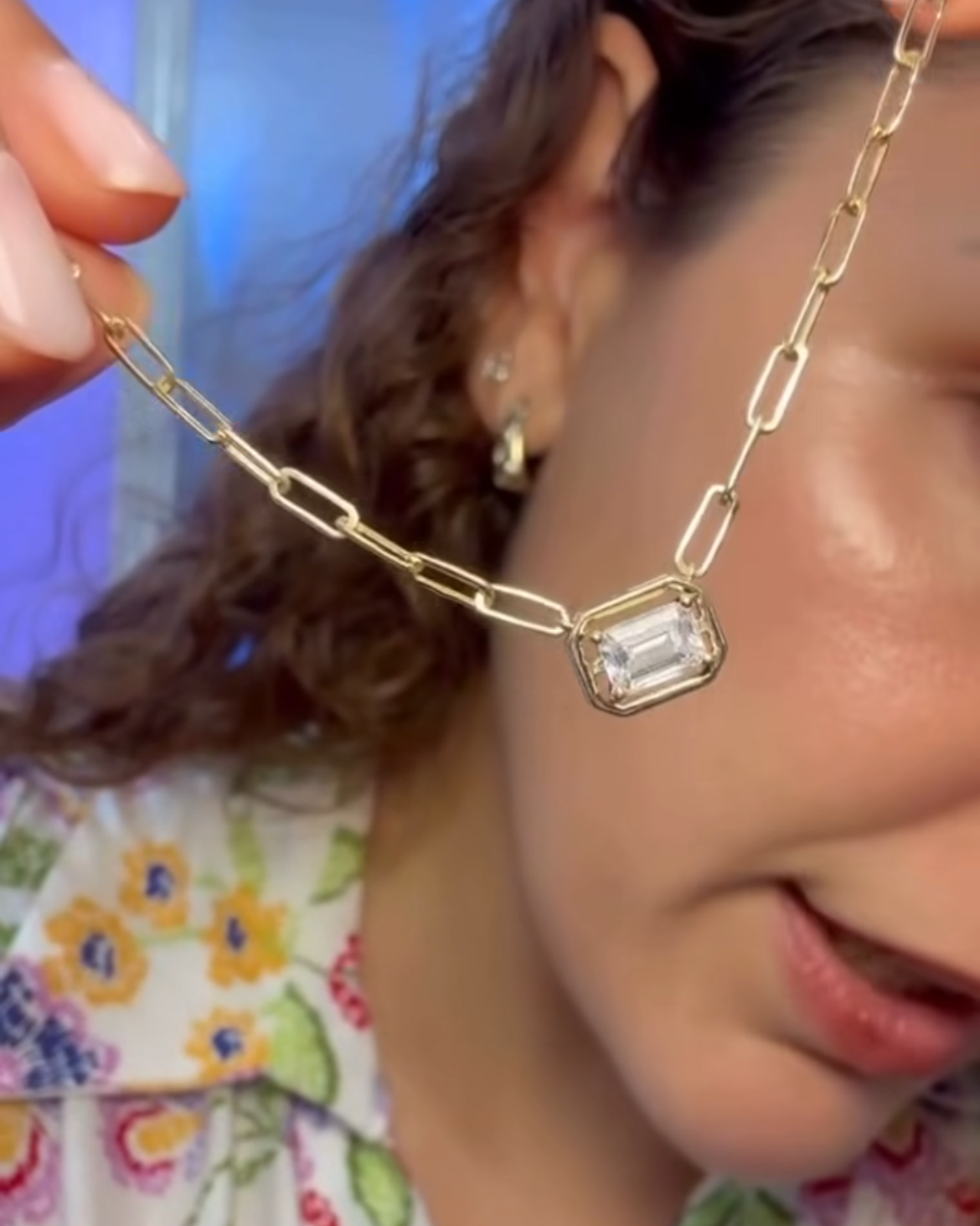 Paperclip emerald necklace