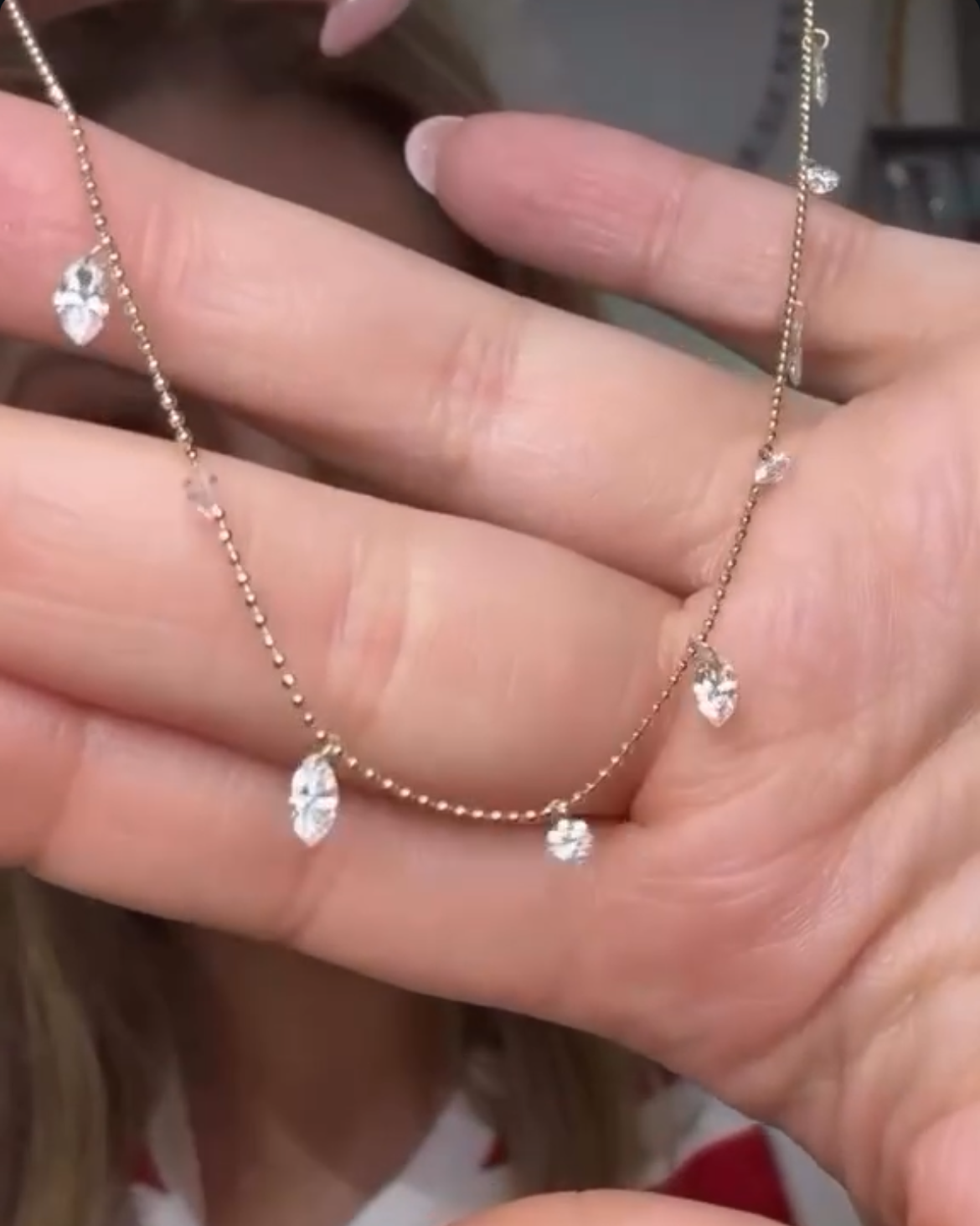 Drilled round and marquise necklace