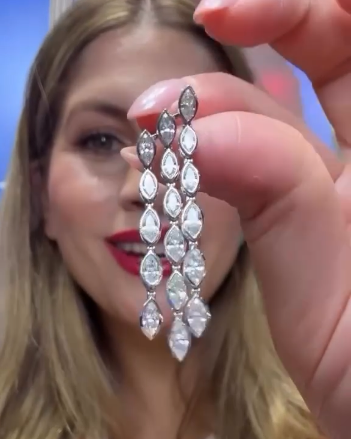 Triple drop marquise earrings
