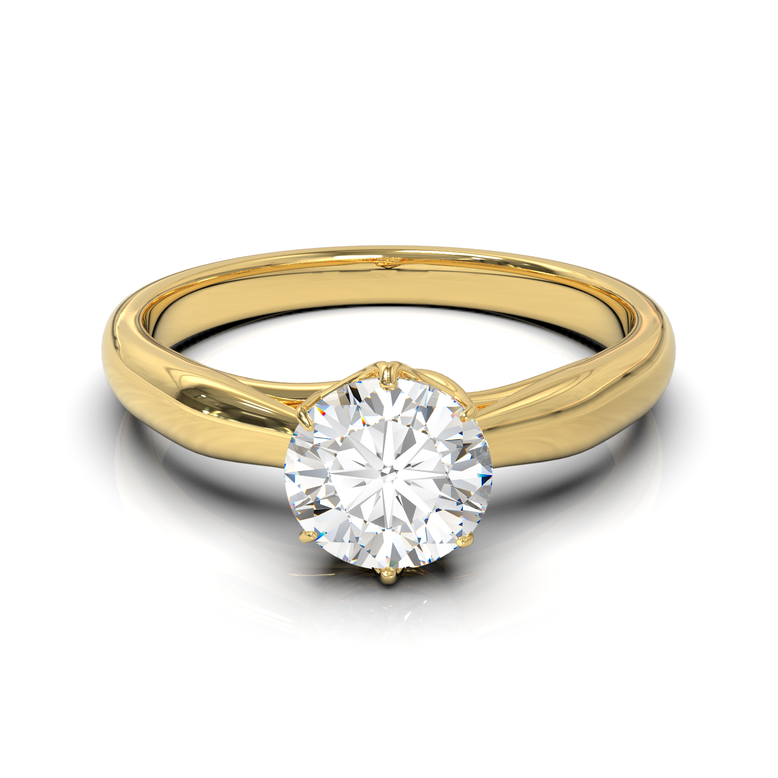Solitaire Crown Frame 6 Nails 2.5mm thickness Yellow Gold