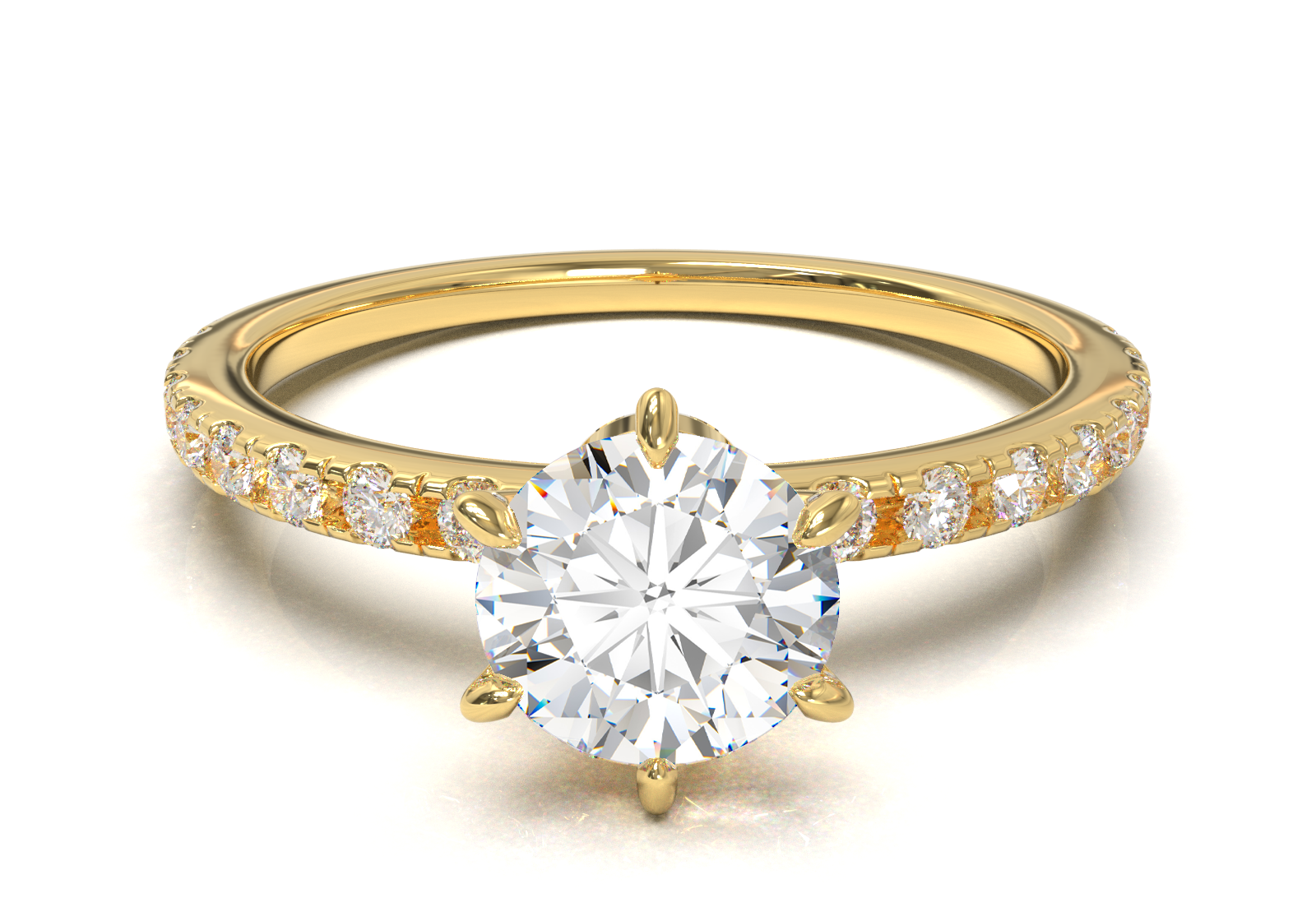Tiffany Style Pavé Frame Yellow Gold