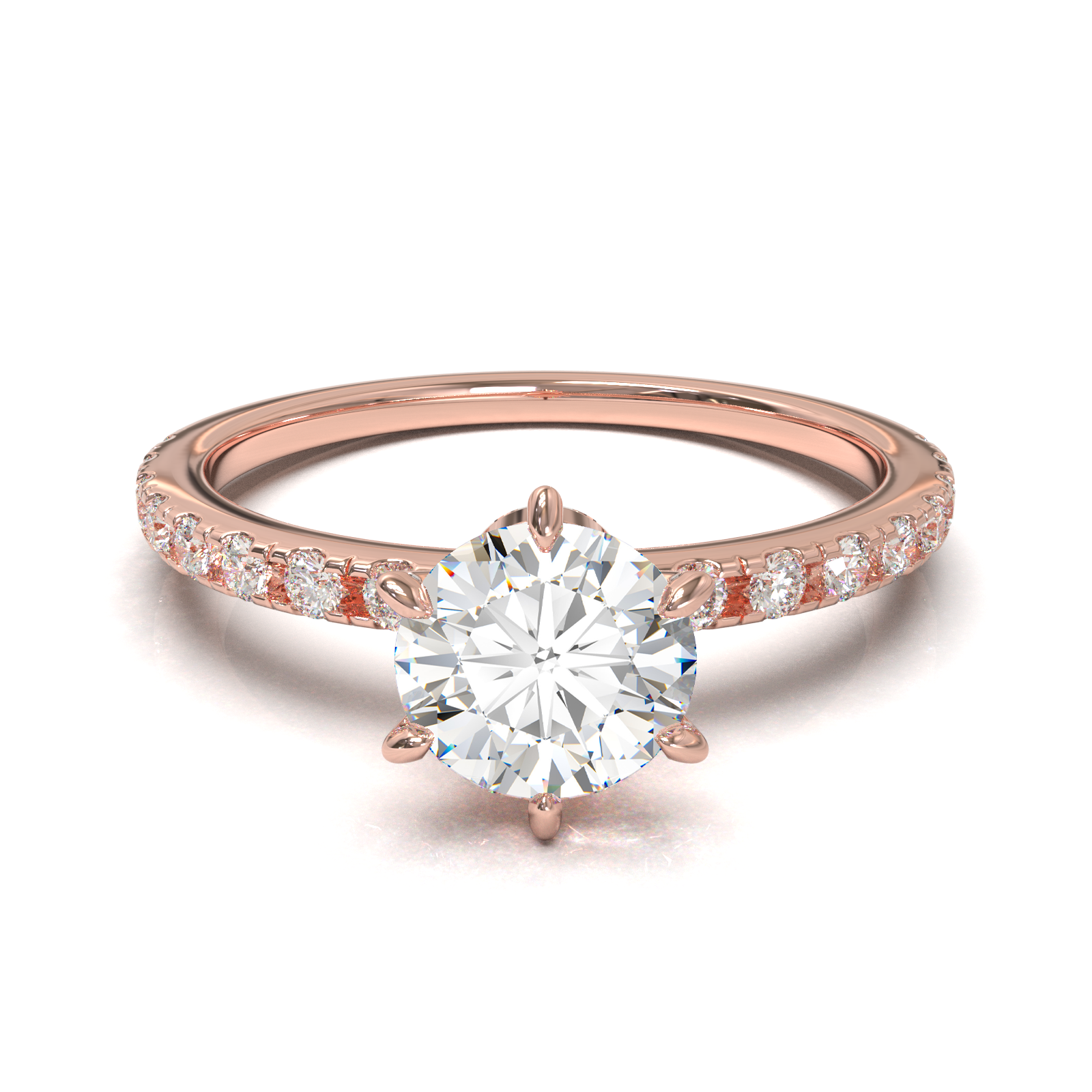 Montura Estilo Tiffany con Pave 0.01 Oro Rosa