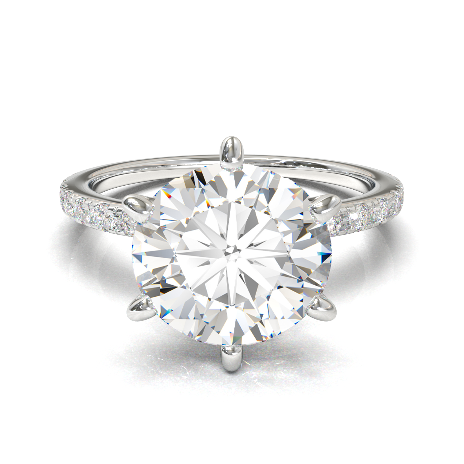 Montura Estilo Tiffany con Pave 0.01 Oro Blanco Redondo 1.0 18k