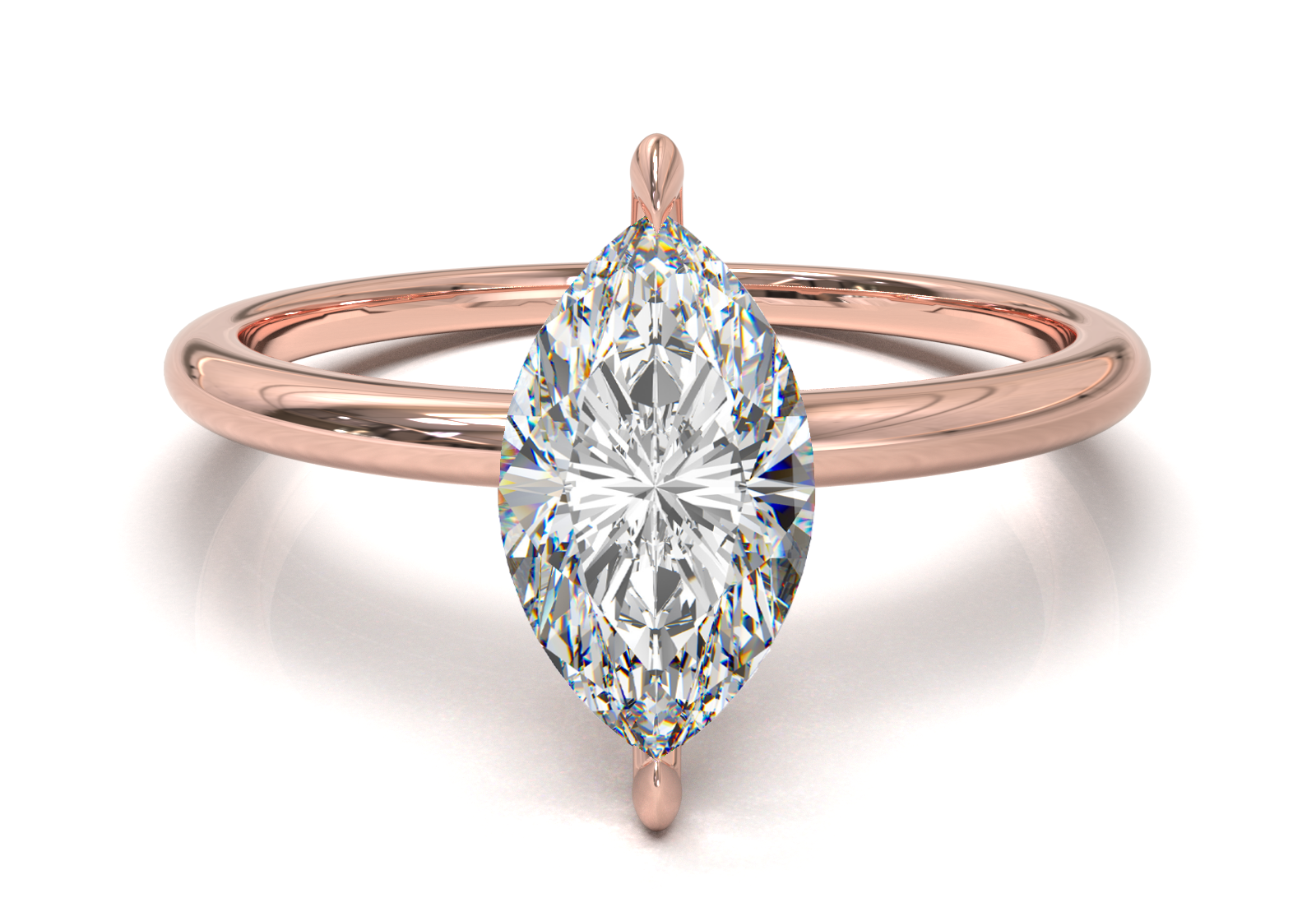 Montura Solitario Media Caña 1.5mm Oro Rosa