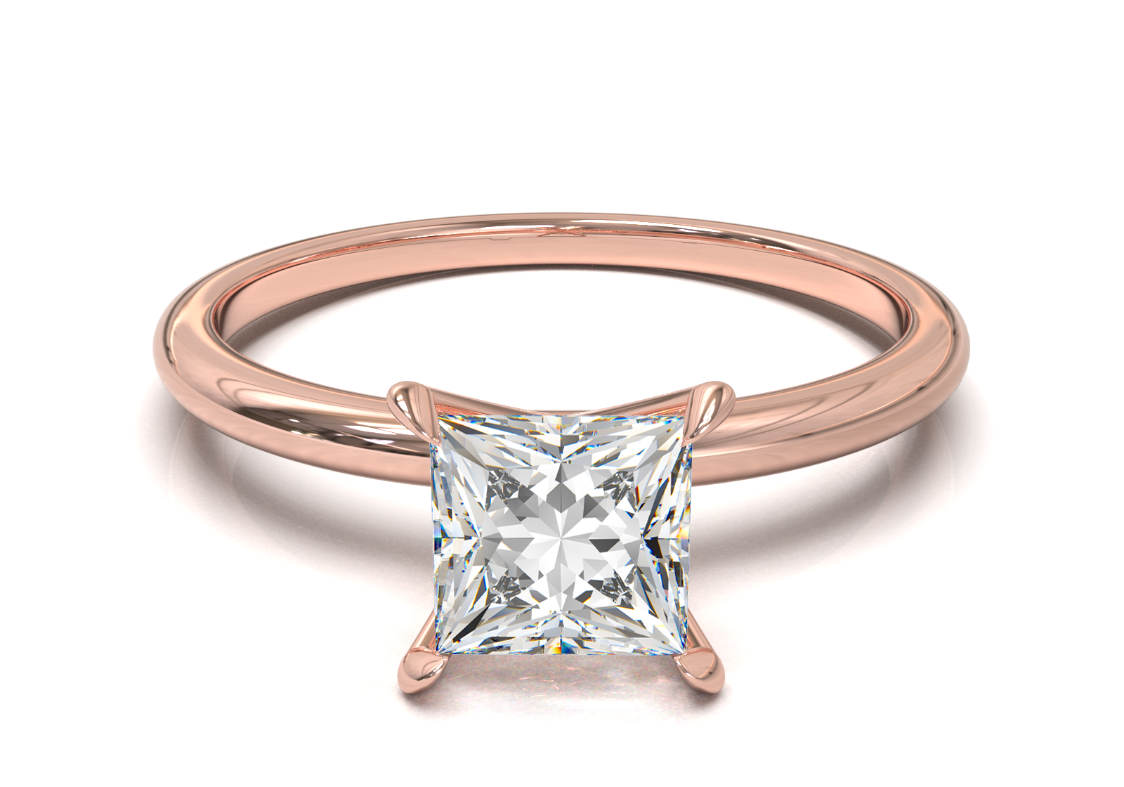 Montura Solitario Media Caña 1.5mm Oro Rosa