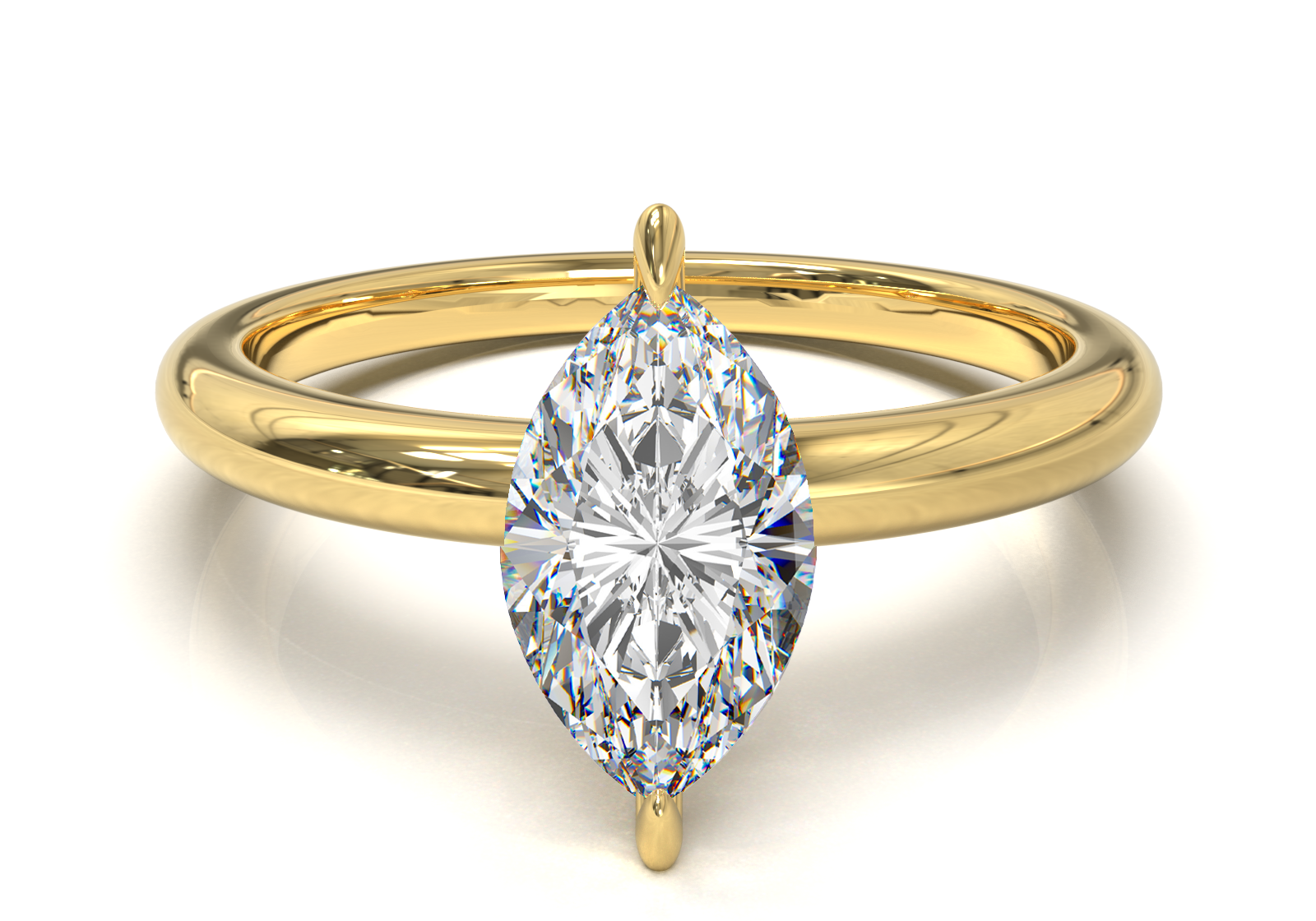 Montura Solitario Media Caña 2mm Oro Amarillo