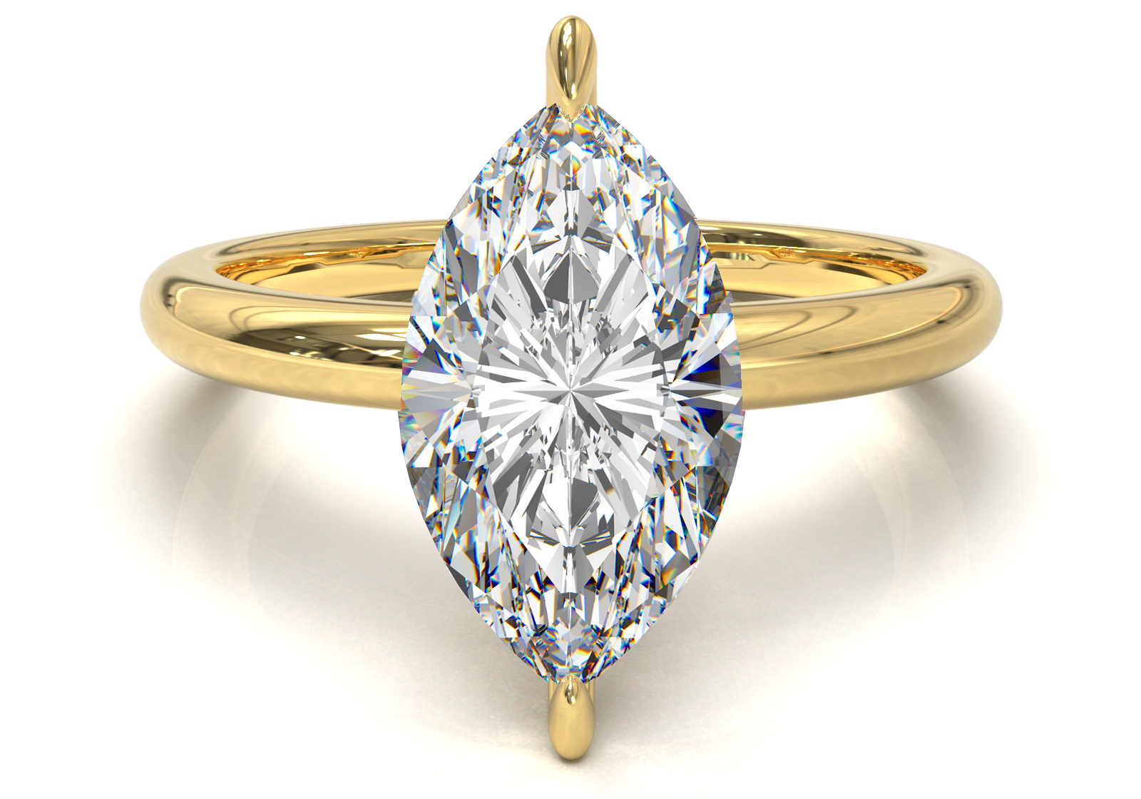 Montura Solitario Media Caña 2mm Oro Amarillo