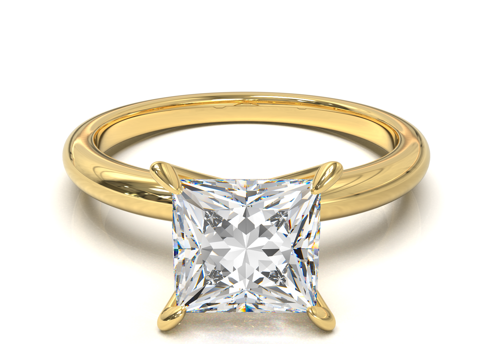 Montura Solitario Media Caña 2mm Oro Amarillo