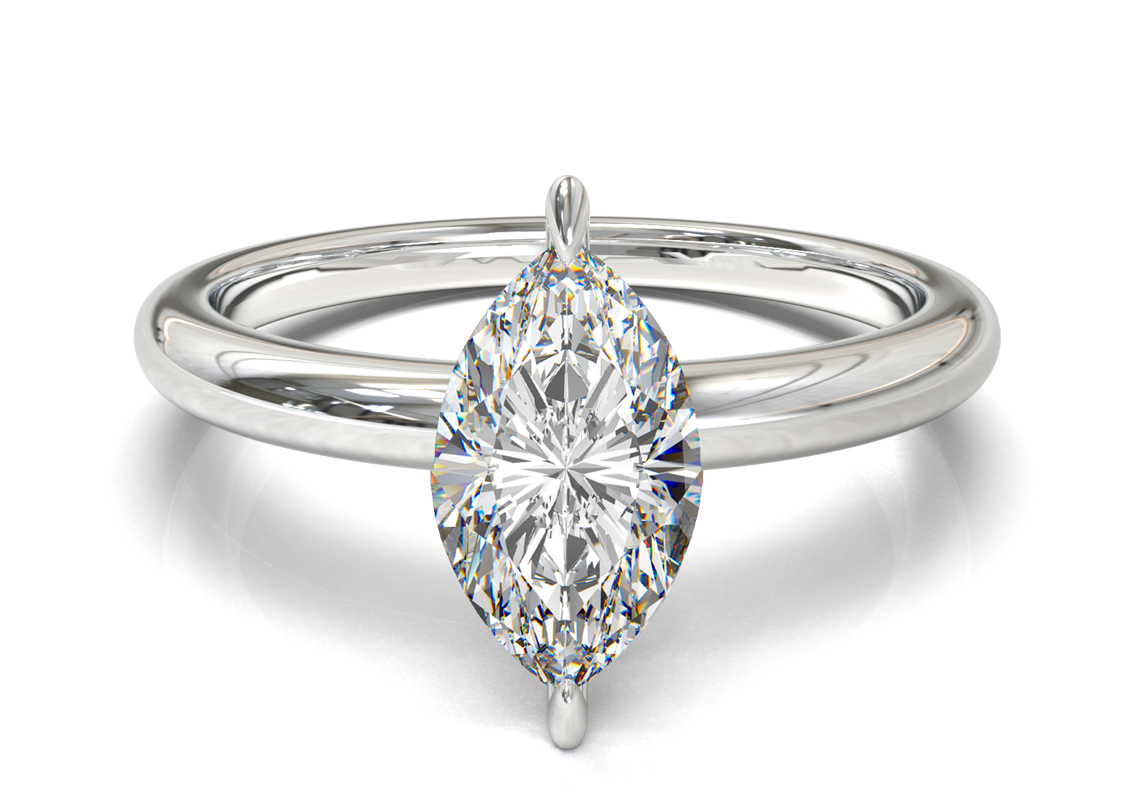 Montura Solitario Media Caña 2mm Oro Blanco