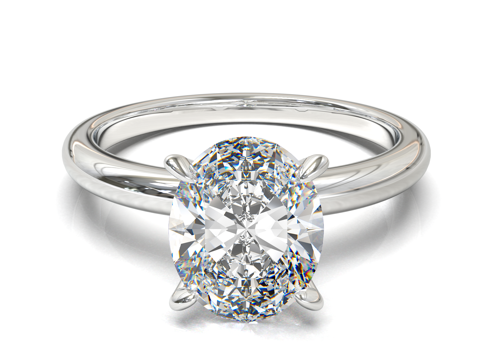 Montura Solitario Media Caña 2mm Oro Blanco