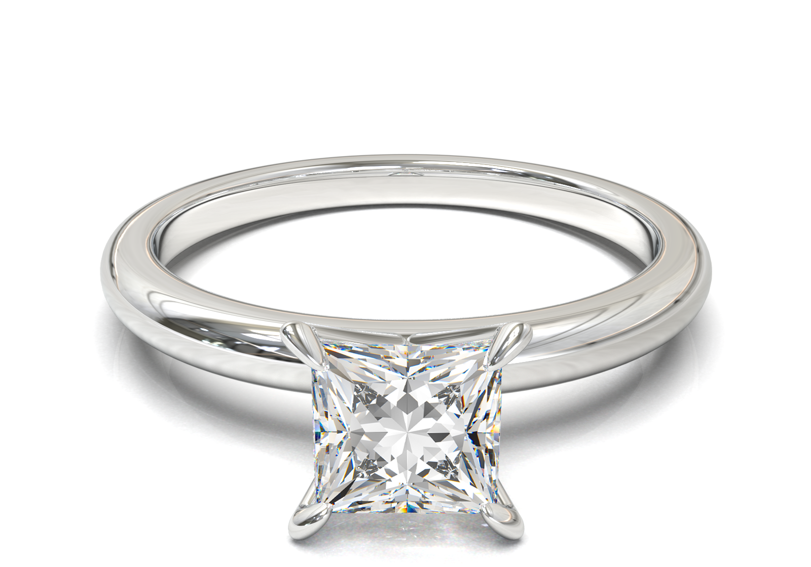 Montura Solitario Media Caña 2mm Oro Blanco