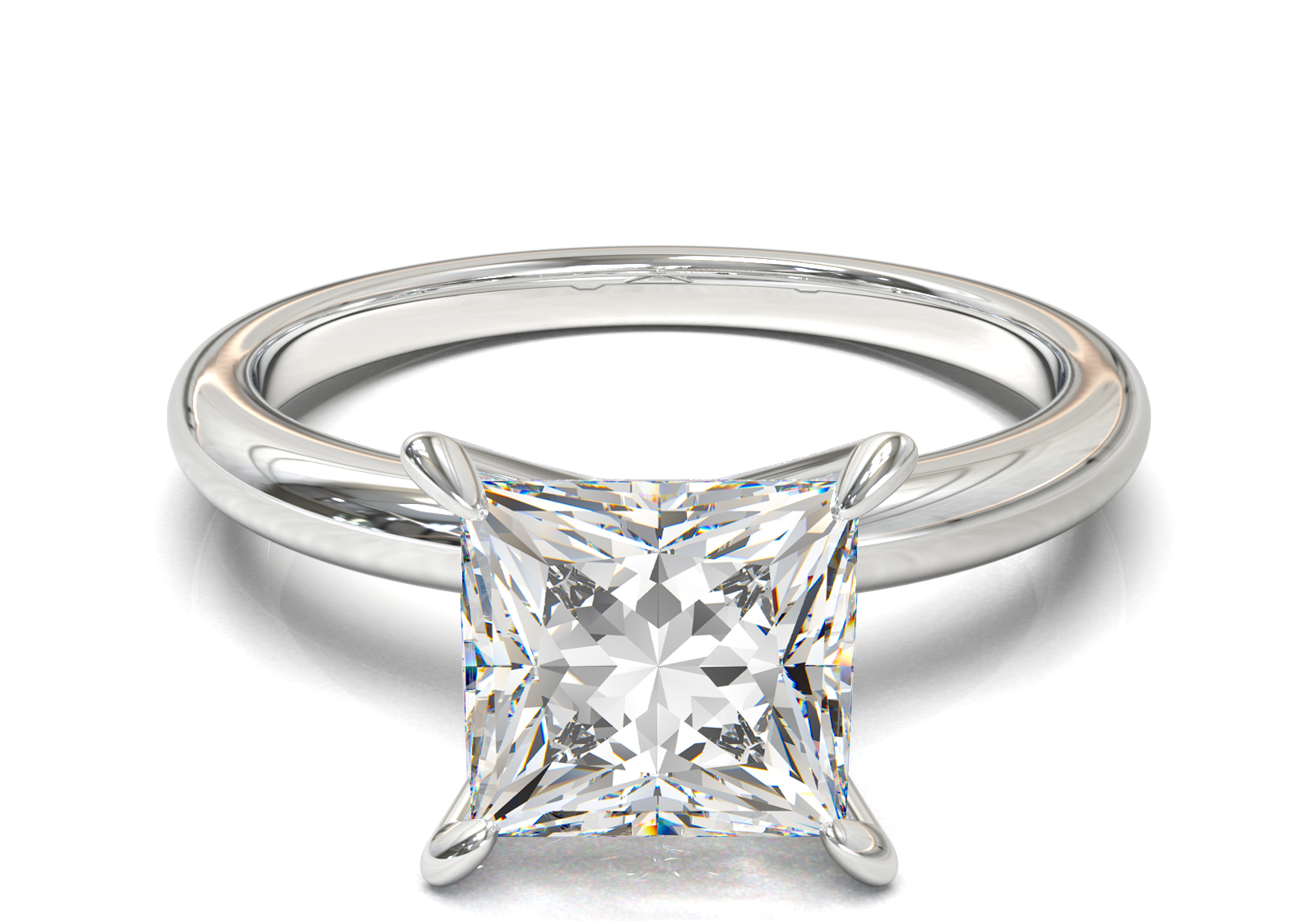 Montura Solitario Media Caña 2mm Oro Blanco