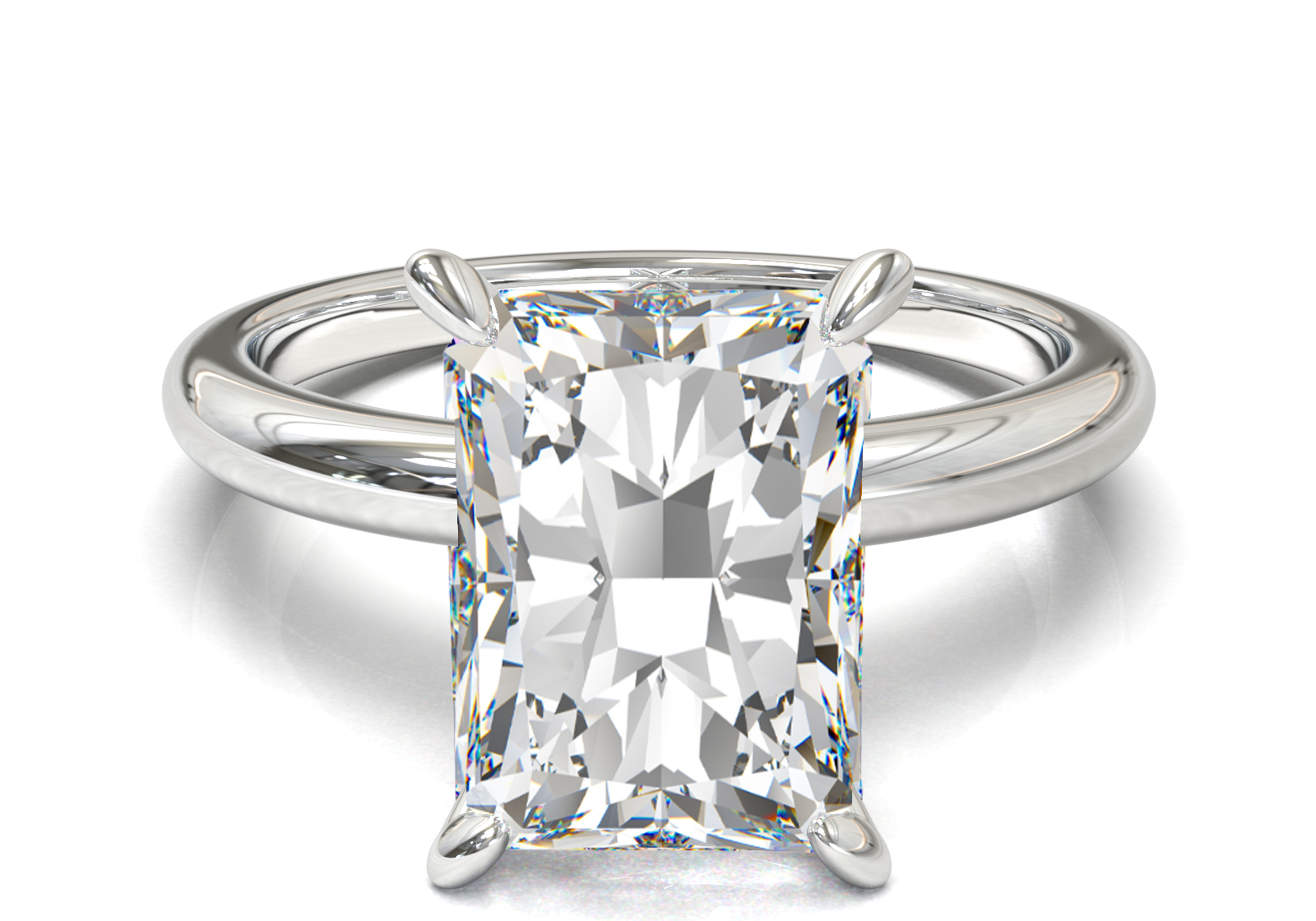 Montura Solitario Media Caña 2mm Oro Blanco