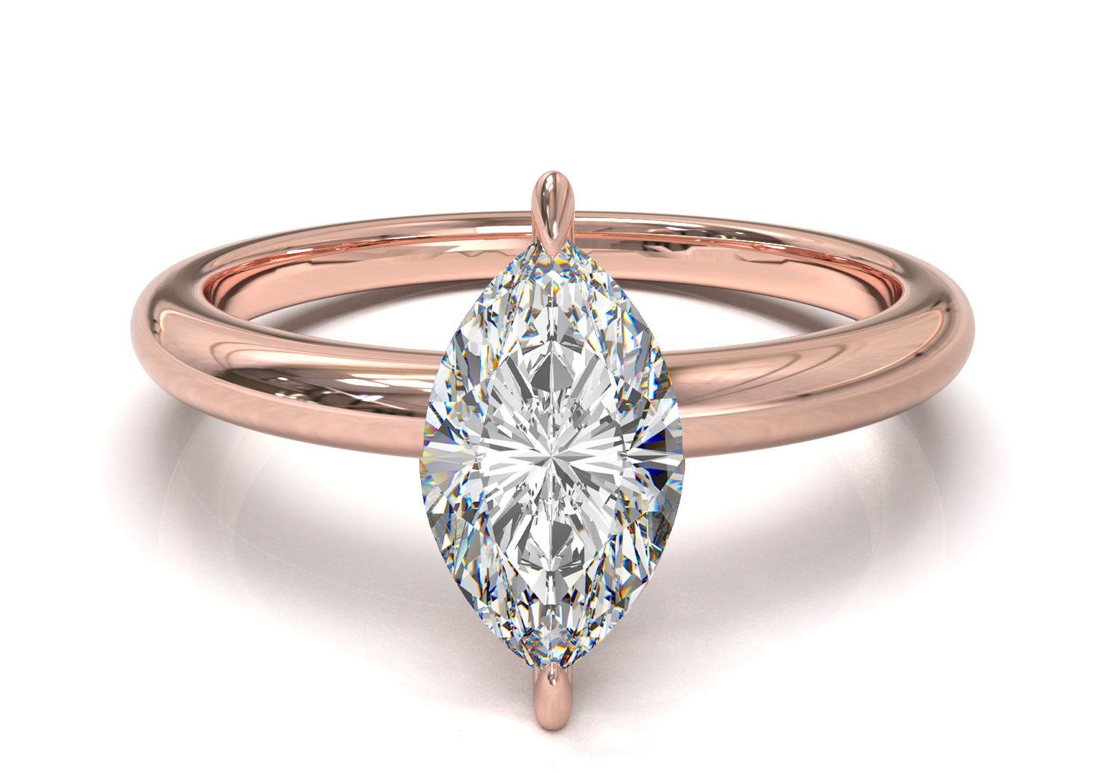 Montura Solitario Media Caña 2mm Oro Rosa