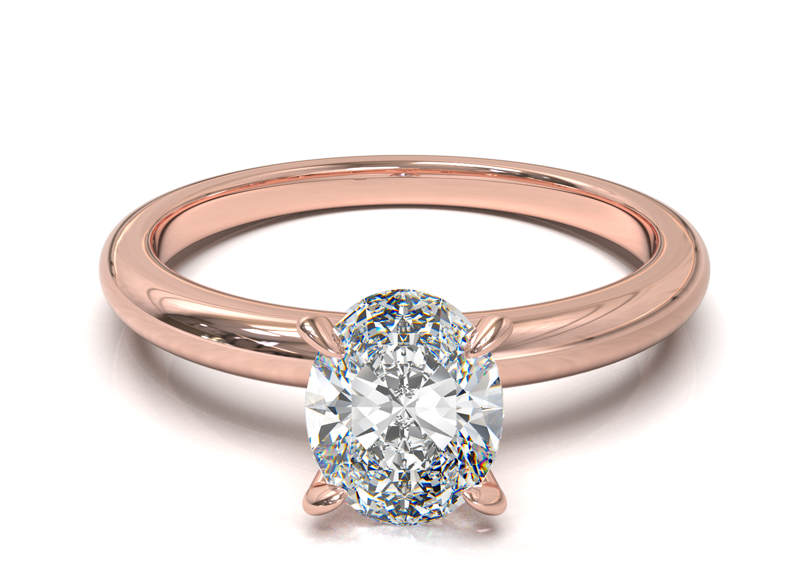 Montura Solitario Media Caña 2mm Oro Rosa