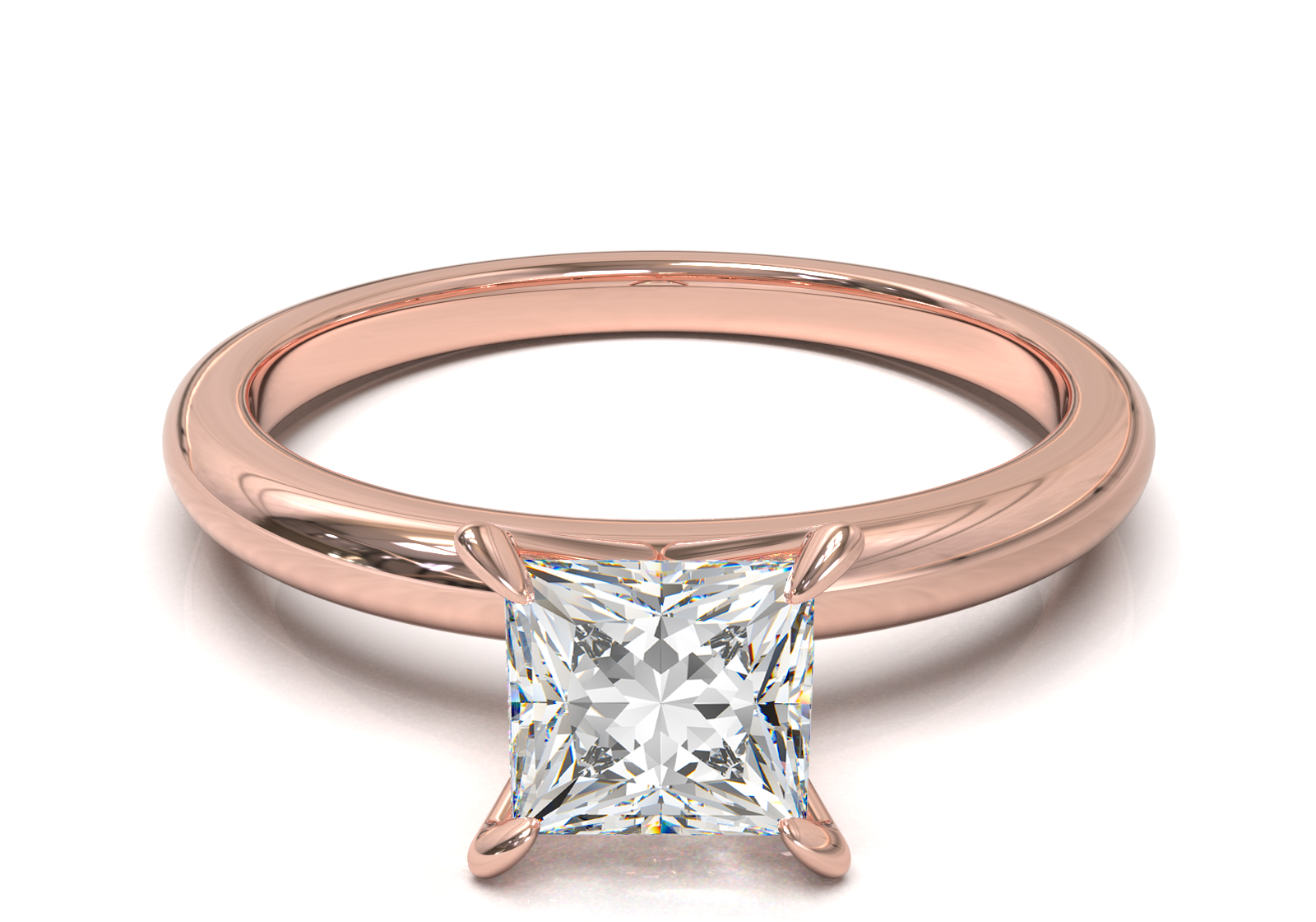 Montura Solitario Media Caña 2mm Oro Rosa