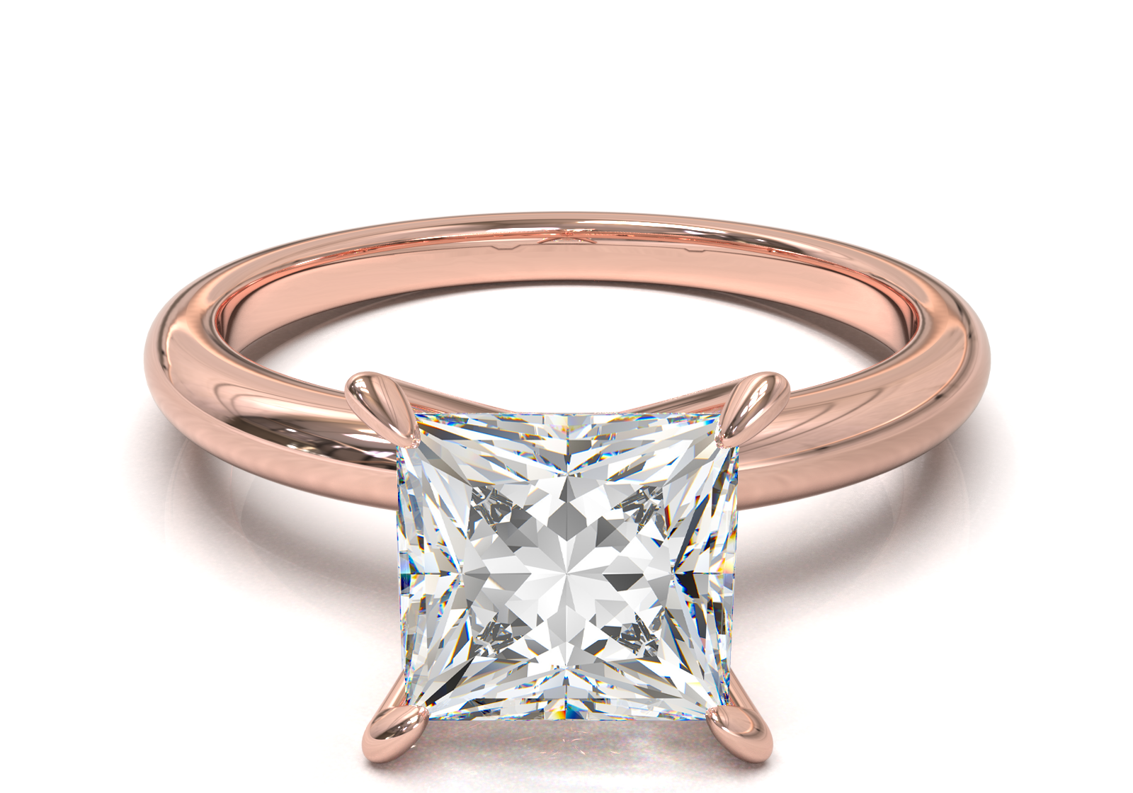 Montura Solitario Media Caña 2mm Oro Rosa