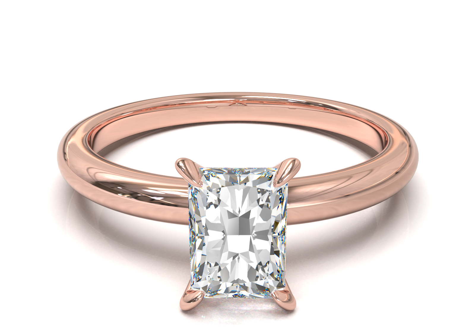 Montura Solitario Media Caña 2mm Oro Rosa