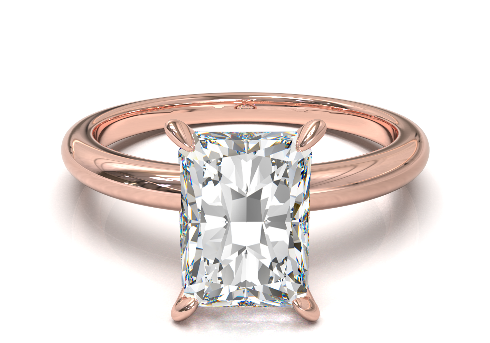 Montura Solitario Media Caña 2mm Oro Rosa