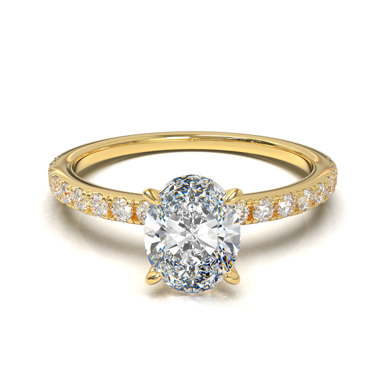 Yellow Gold Half Round Pavé Frame