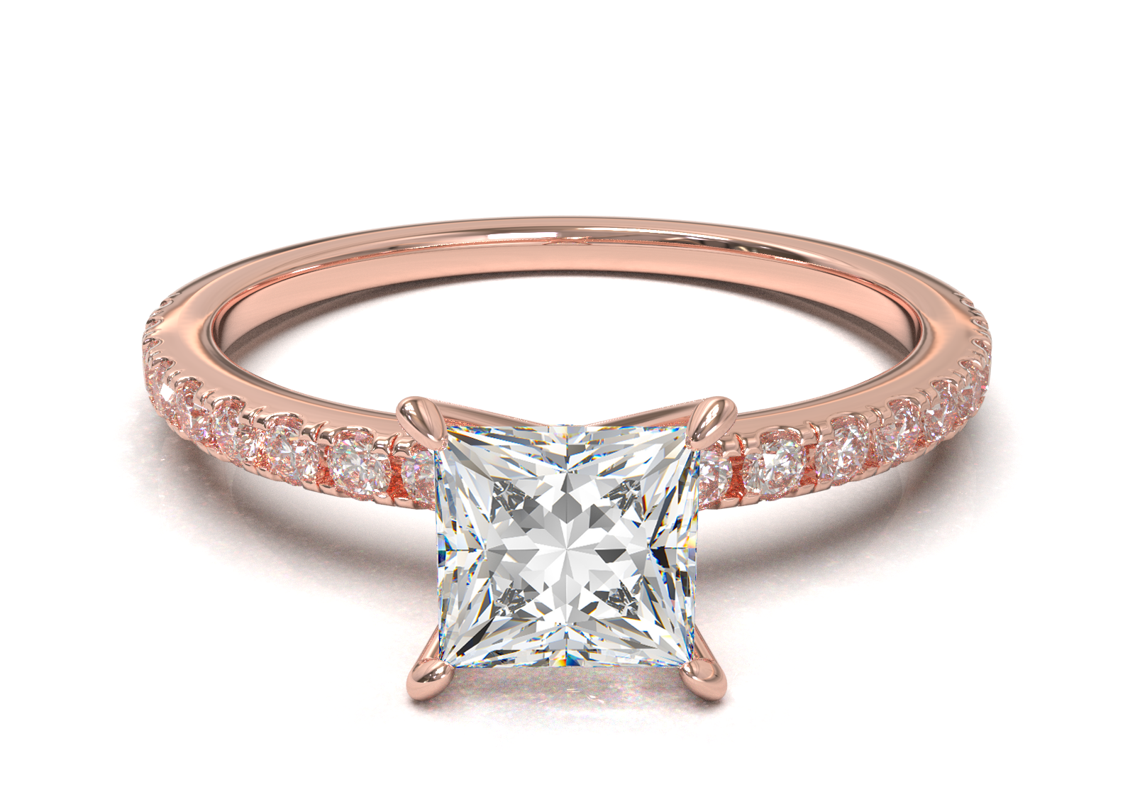 Montura Pavé 0.01 Oro Rosa