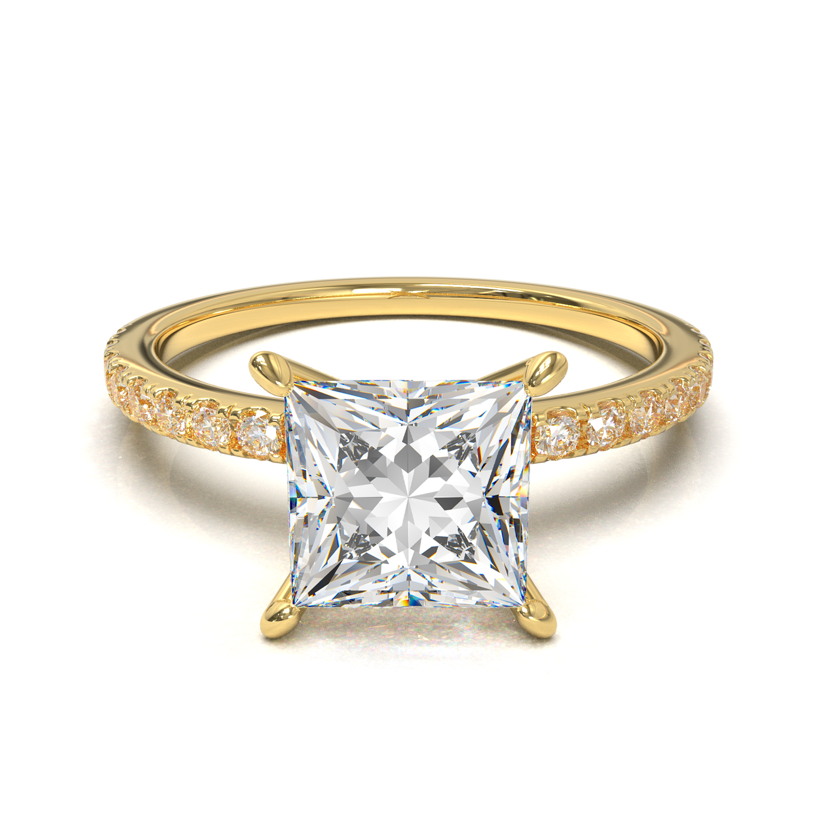 Yellow Gold Half Round Pavé Frame