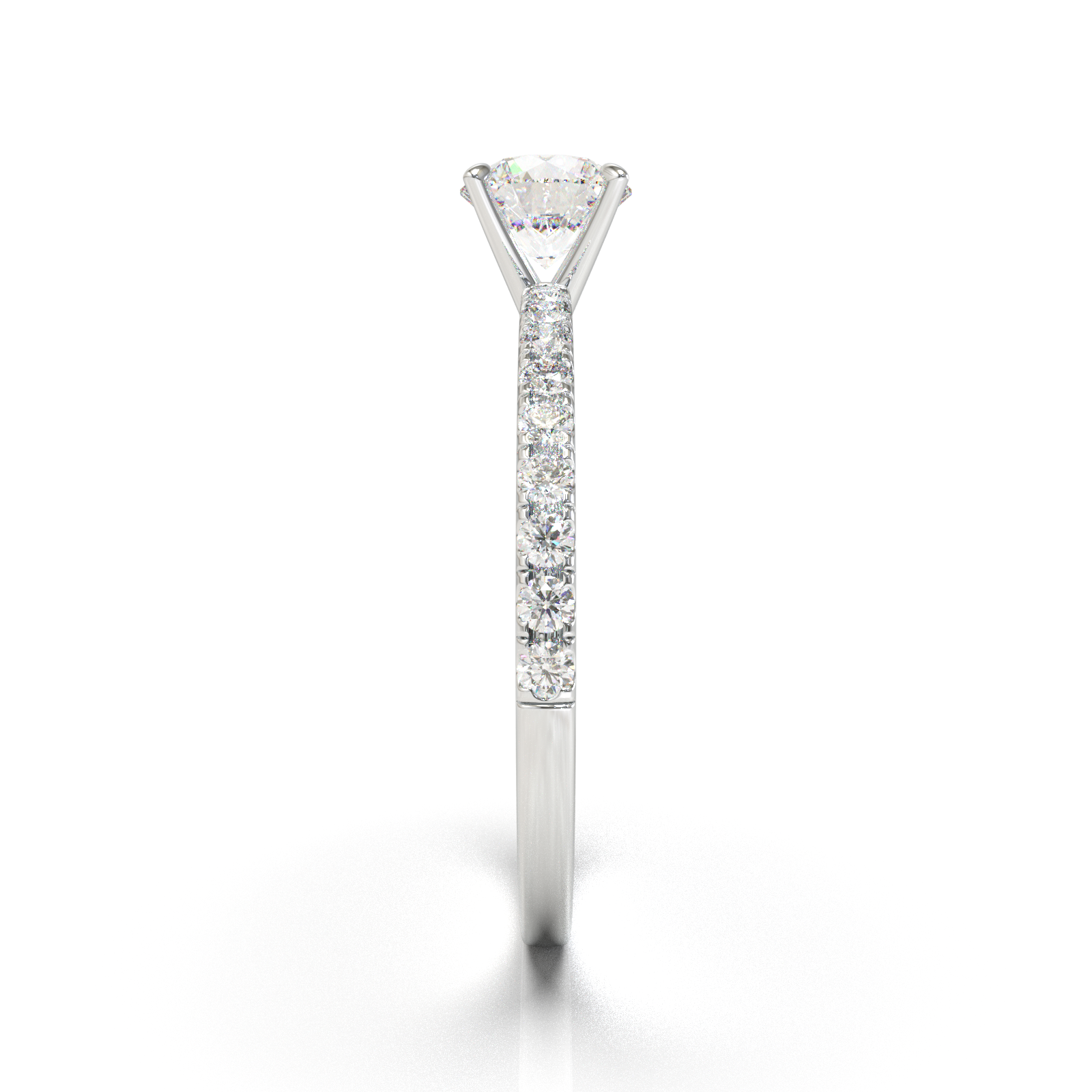 Anillo de compromiso estilo Pave con diamante Redondo 0.50cts