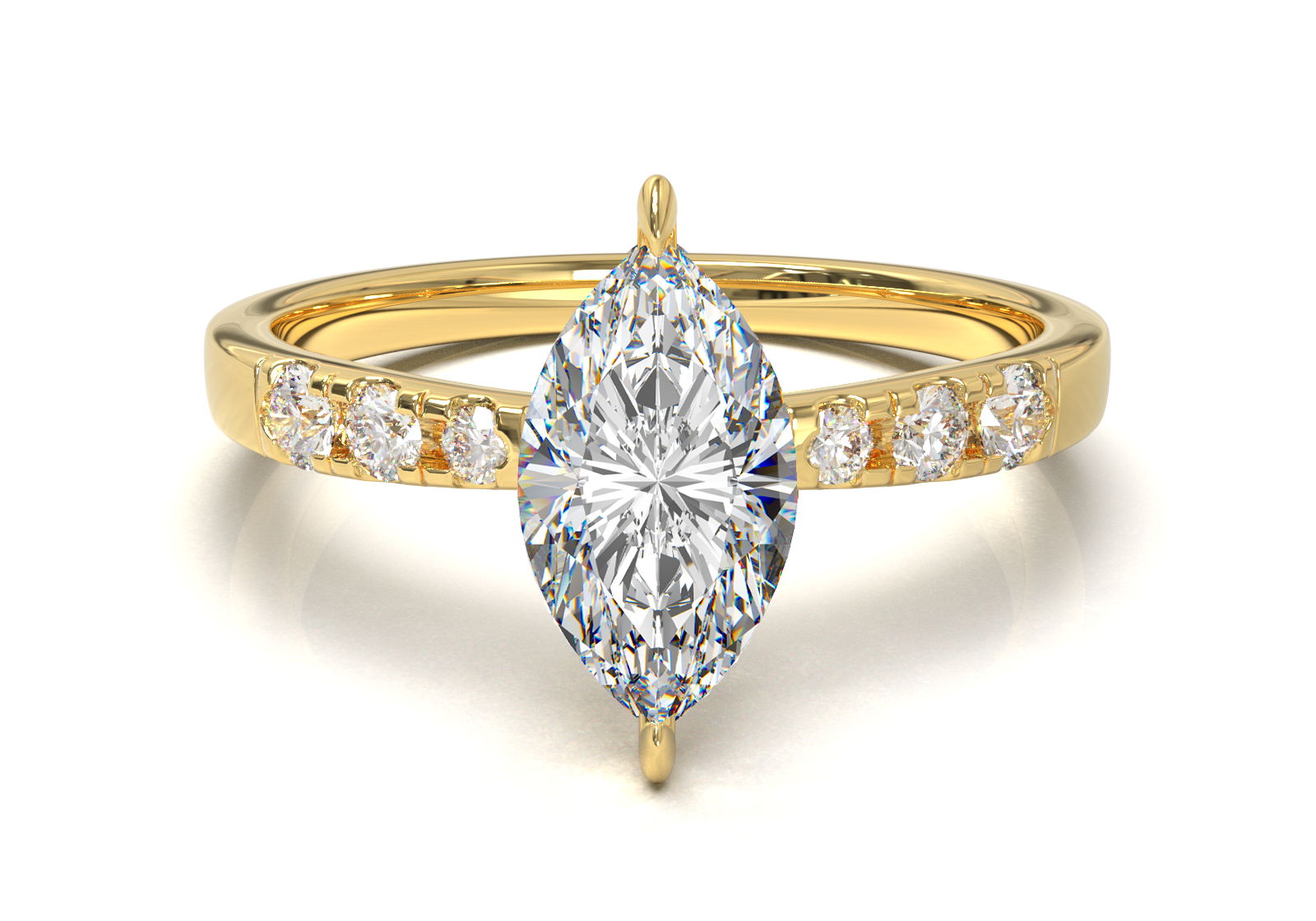 Montura Pavé 3,2,1  Oro Amarillo