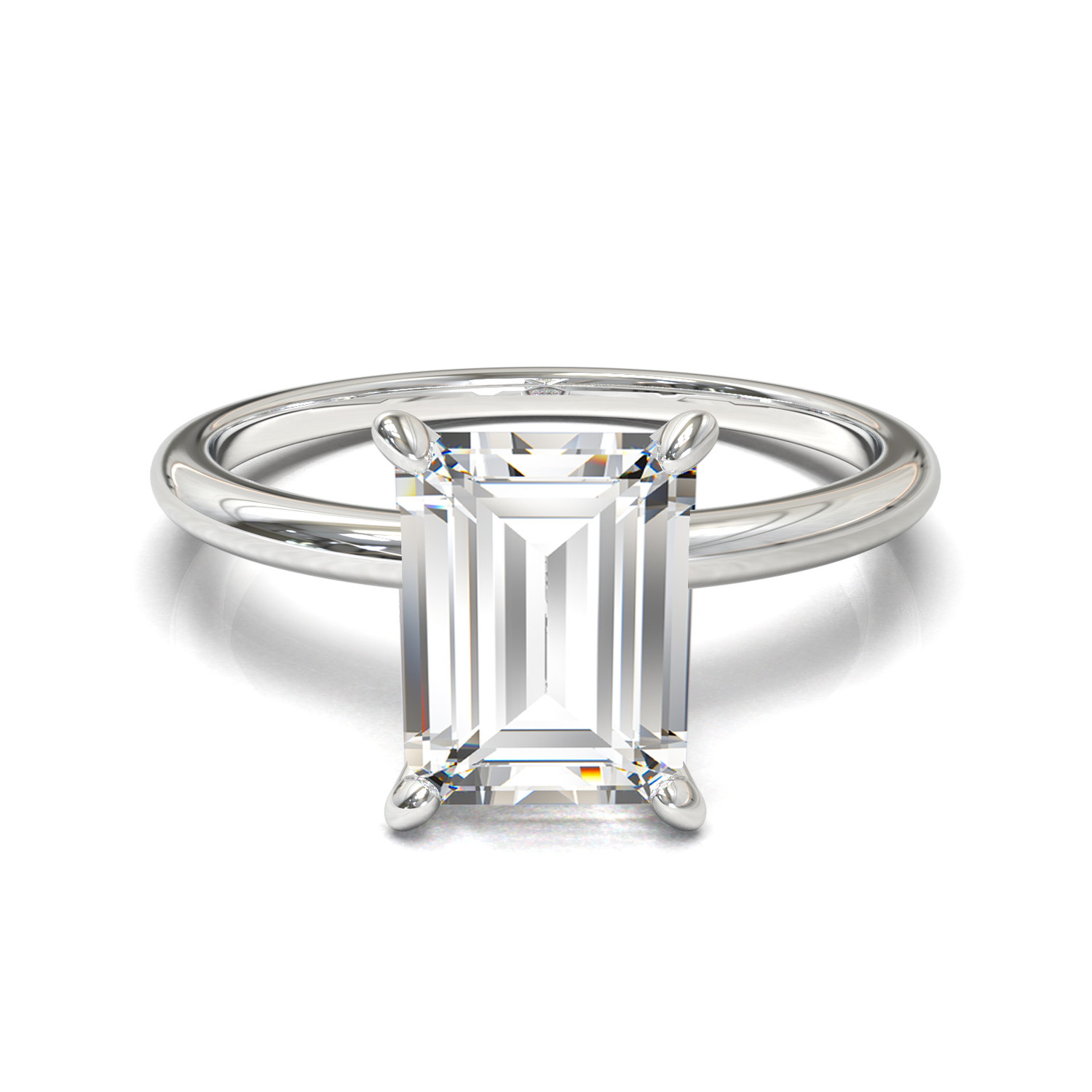 Classic Solitaire Engagement Ring with Emerald Diamond 1cts
