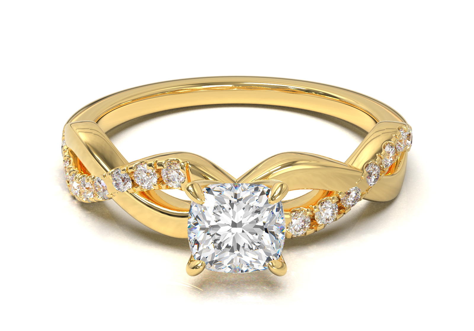 Montura Pavé Trenzado 0.01 Oro Amarillo