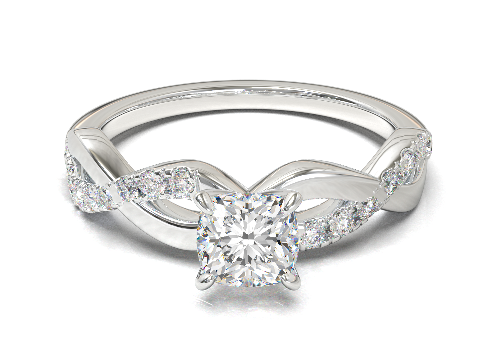 Montura Pavé Trenzado 0.01 Oro Blanco