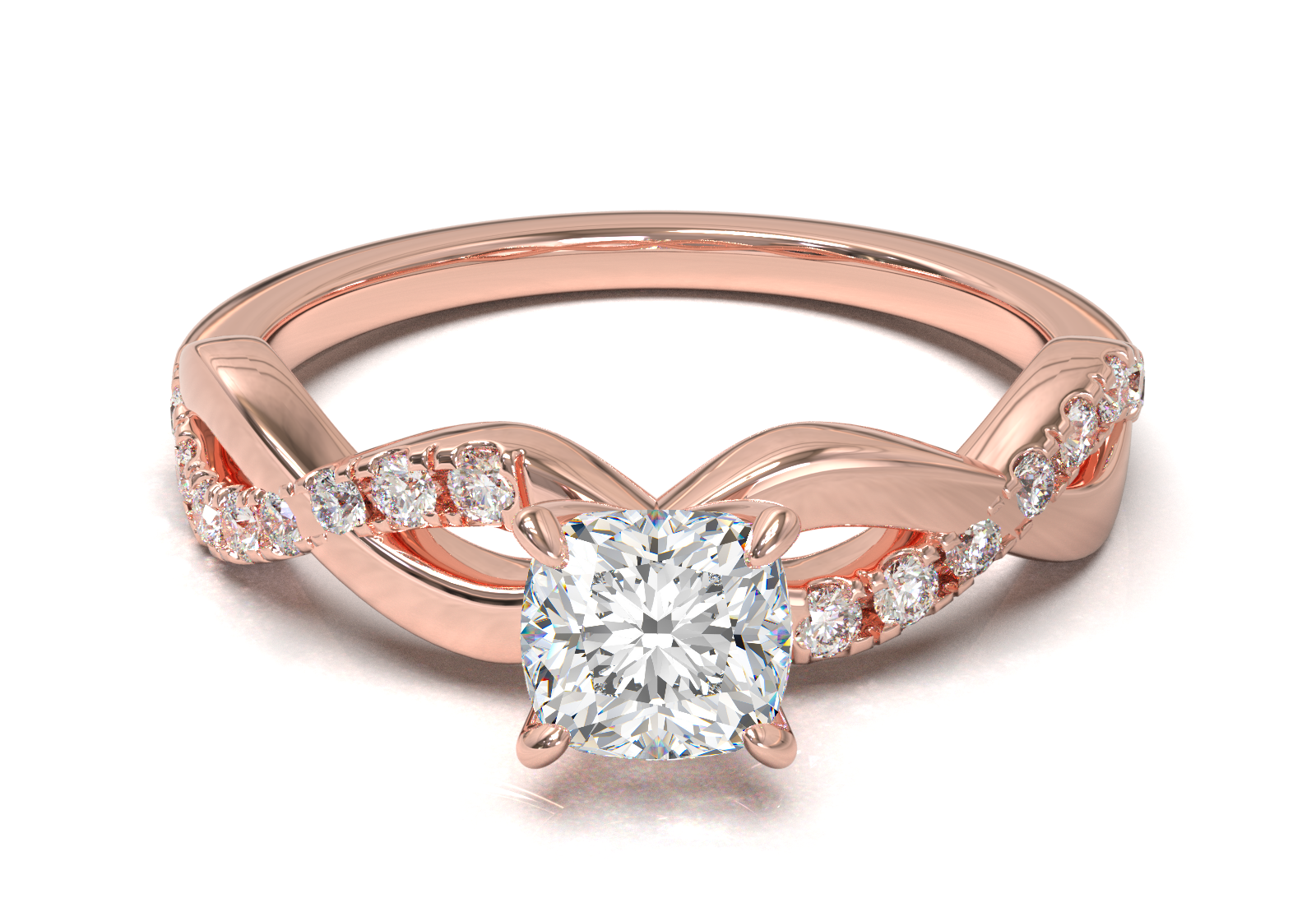 Montura Pavé Trenzado 0.01 Oro Rosa