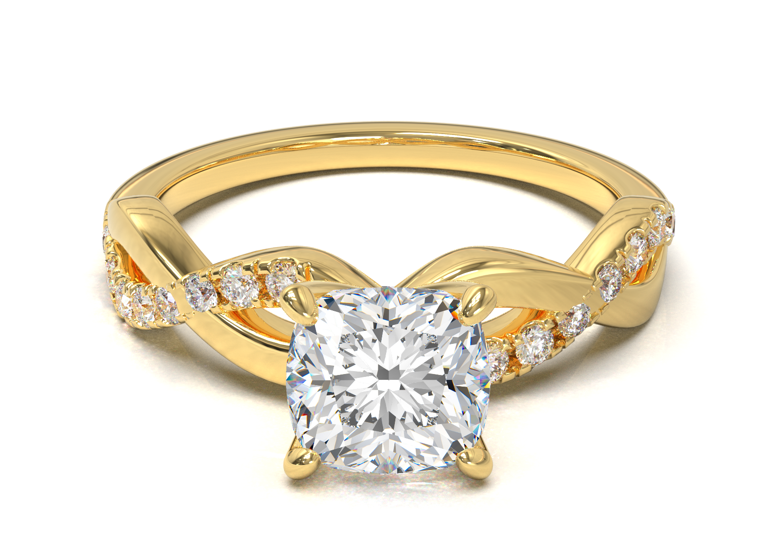 Montura Pavé Trenzado 0.01 Oro Amarillo