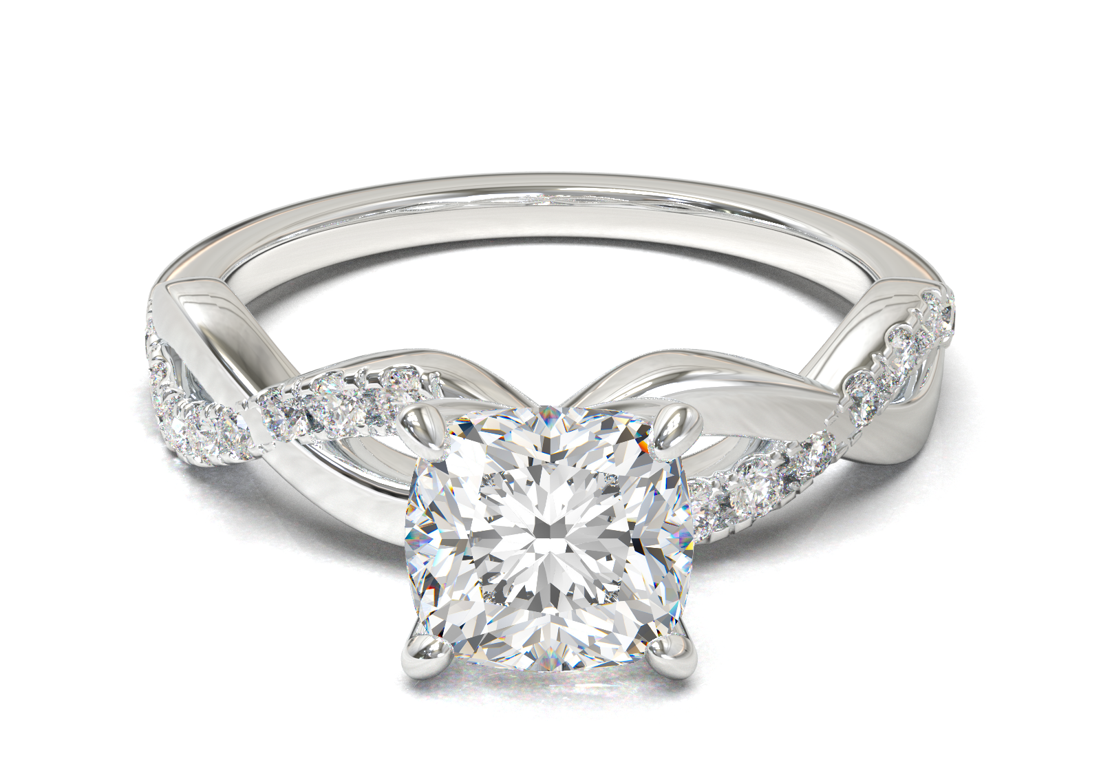 Montura Pavé Trenzado 0.01 Oro Blanco