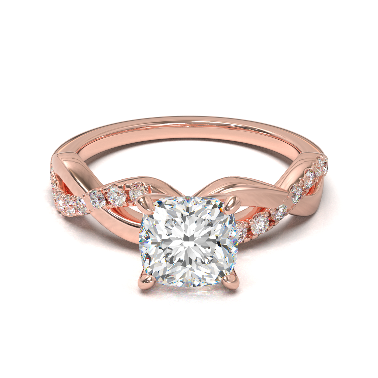 Montura Pavé Trenzado 0.01 Oro Rosa