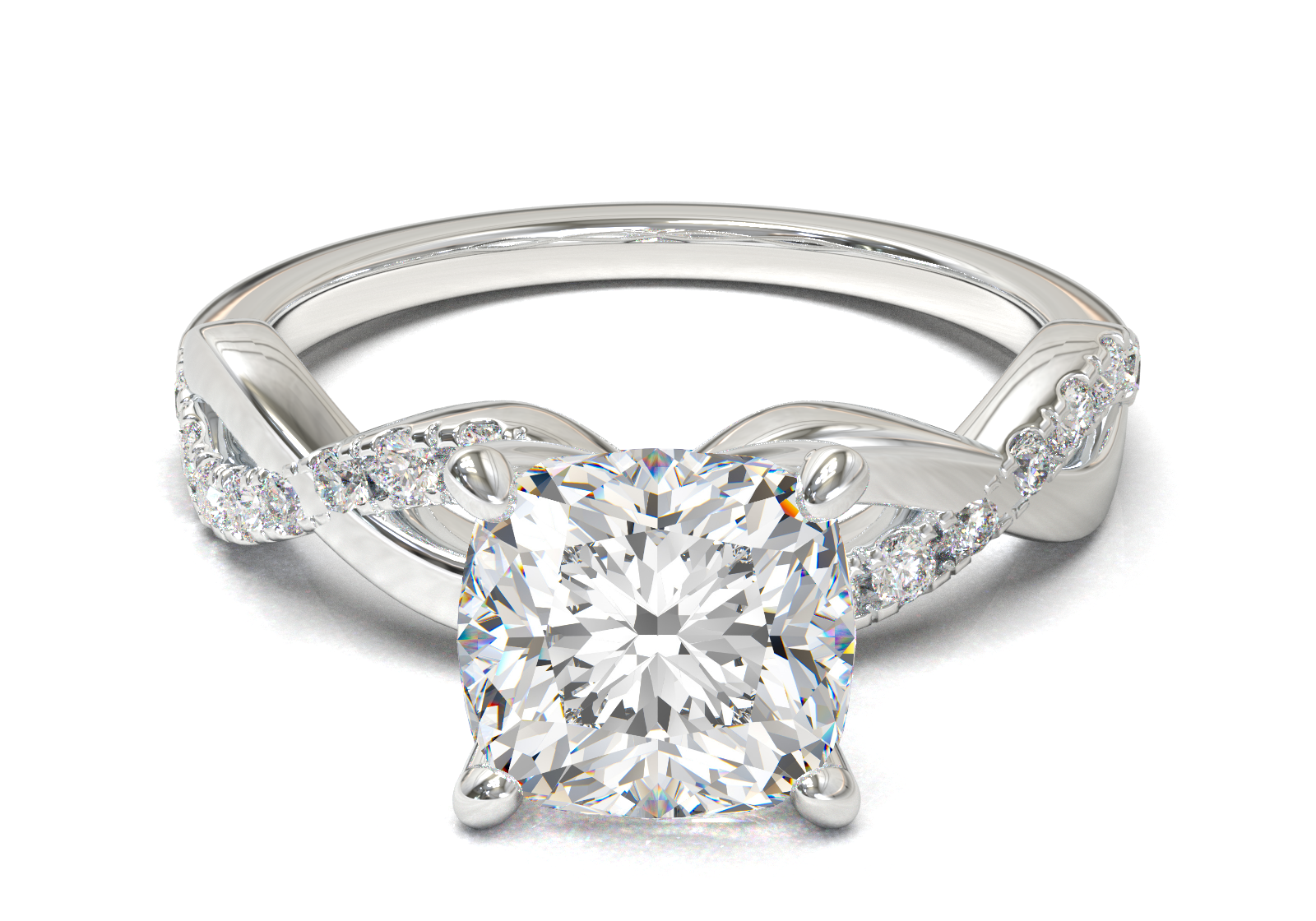 Montura Pavé Trenzado 0.01 Oro Blanco